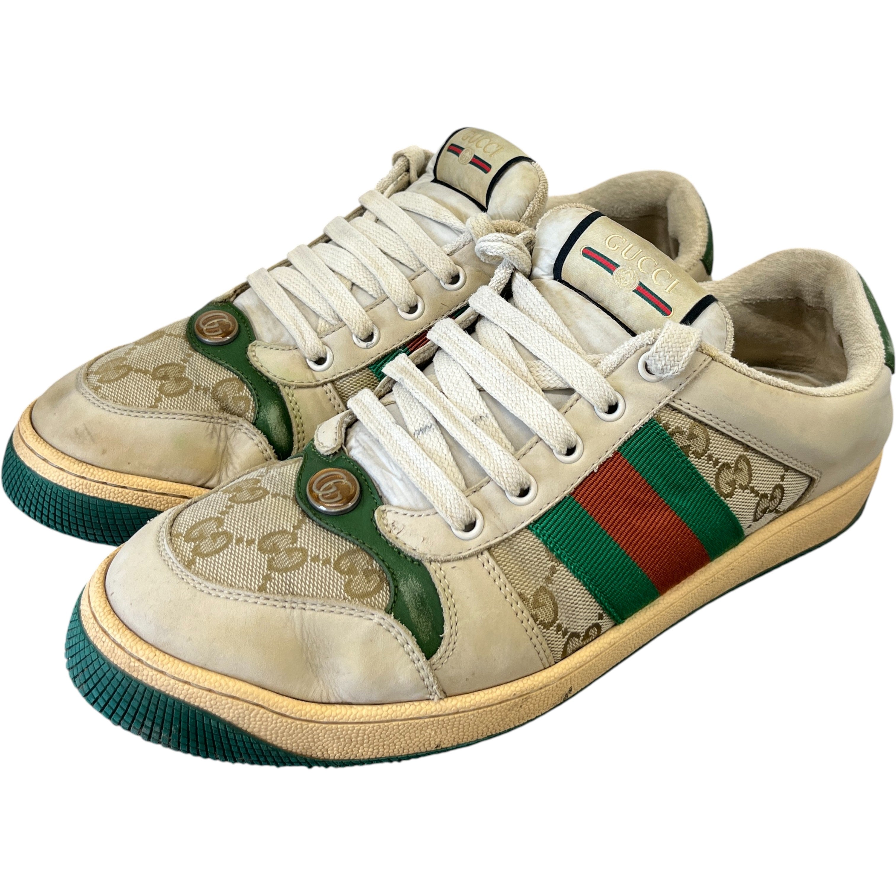 Men's Screener Distressed Low Trainers Green Size EU 42.5 / UK 8.5