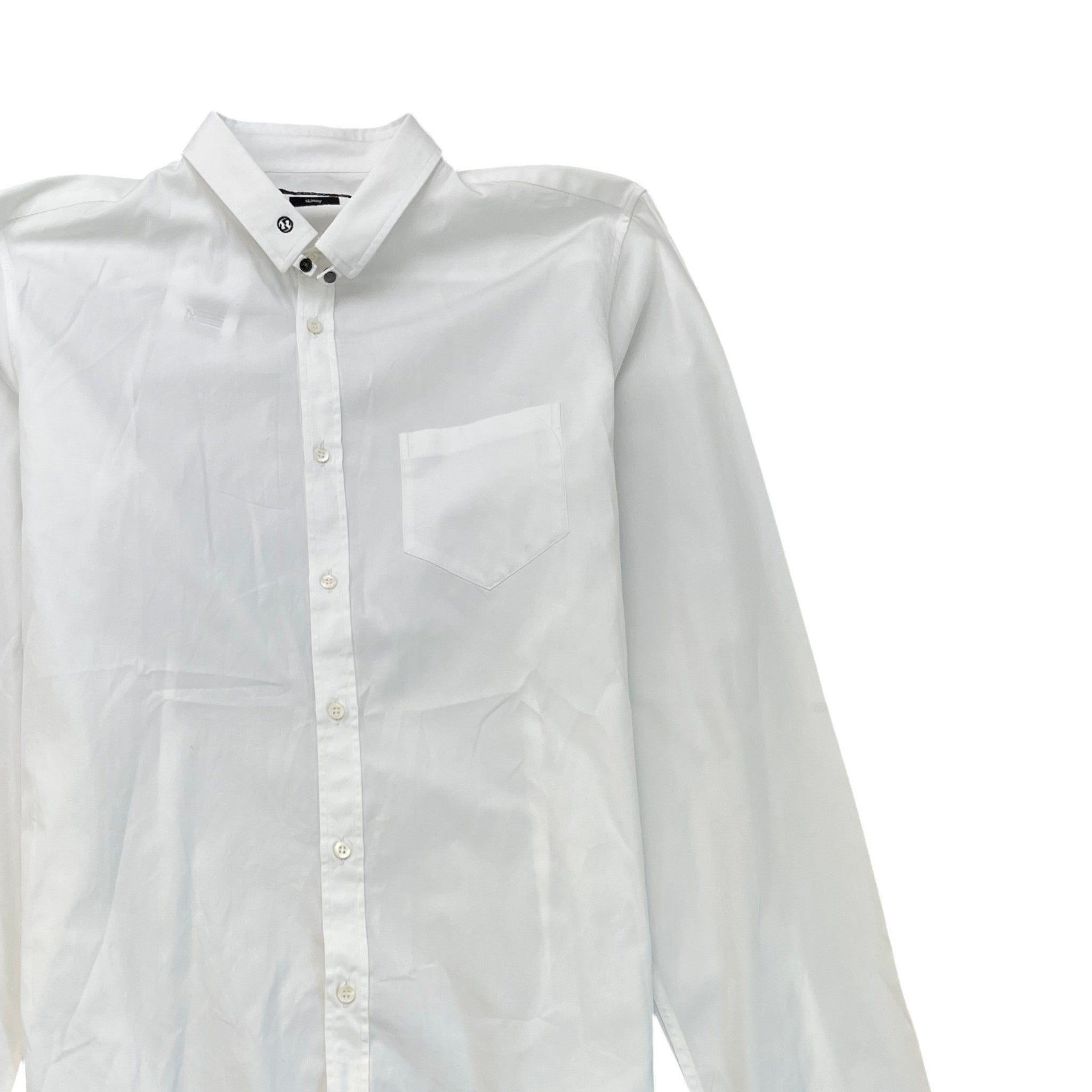 Men's Gg Interlocking Embroidered Detail Logo Long Sleeve Shirt White Size XL