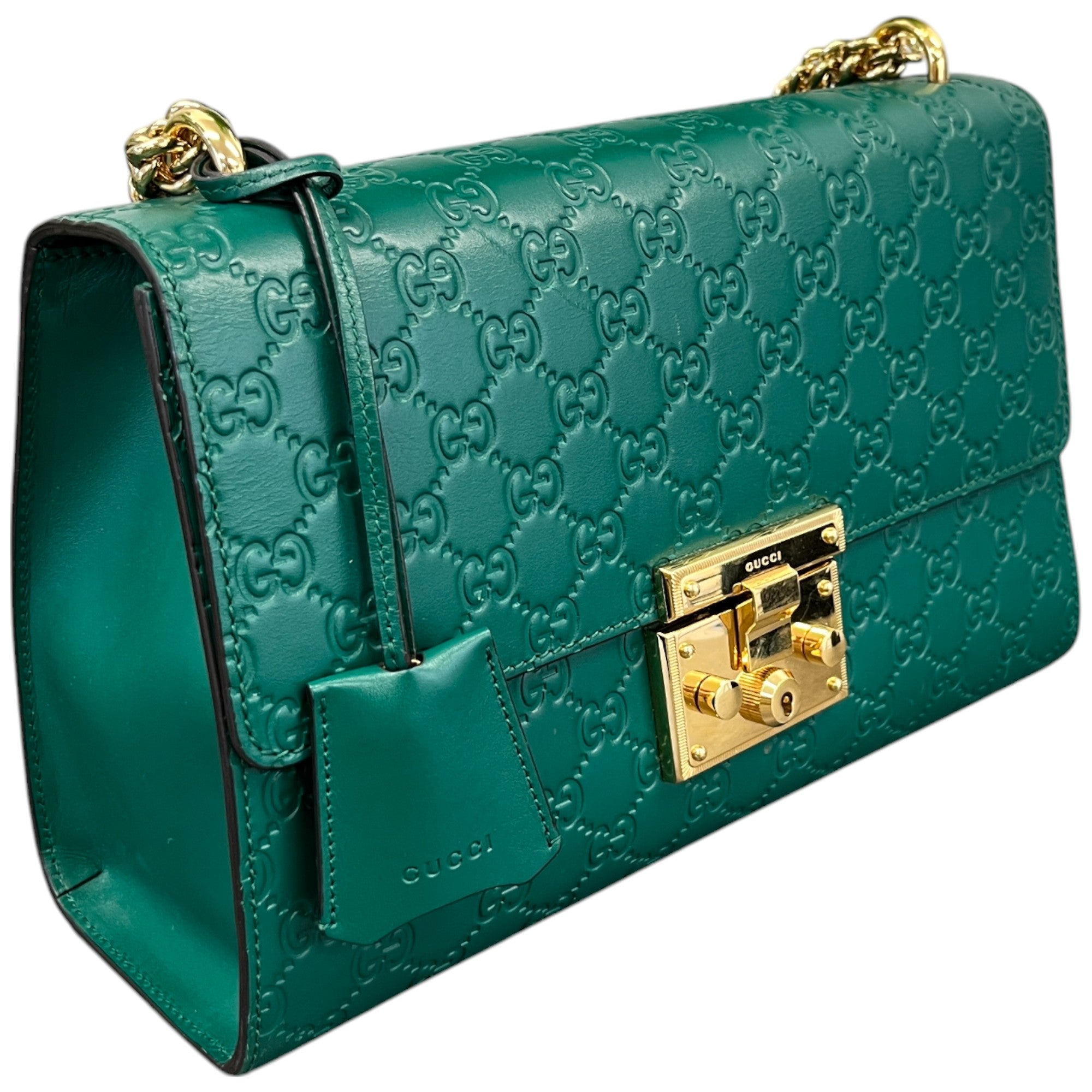 Women's Guccissima Large Padlock Handbag Green