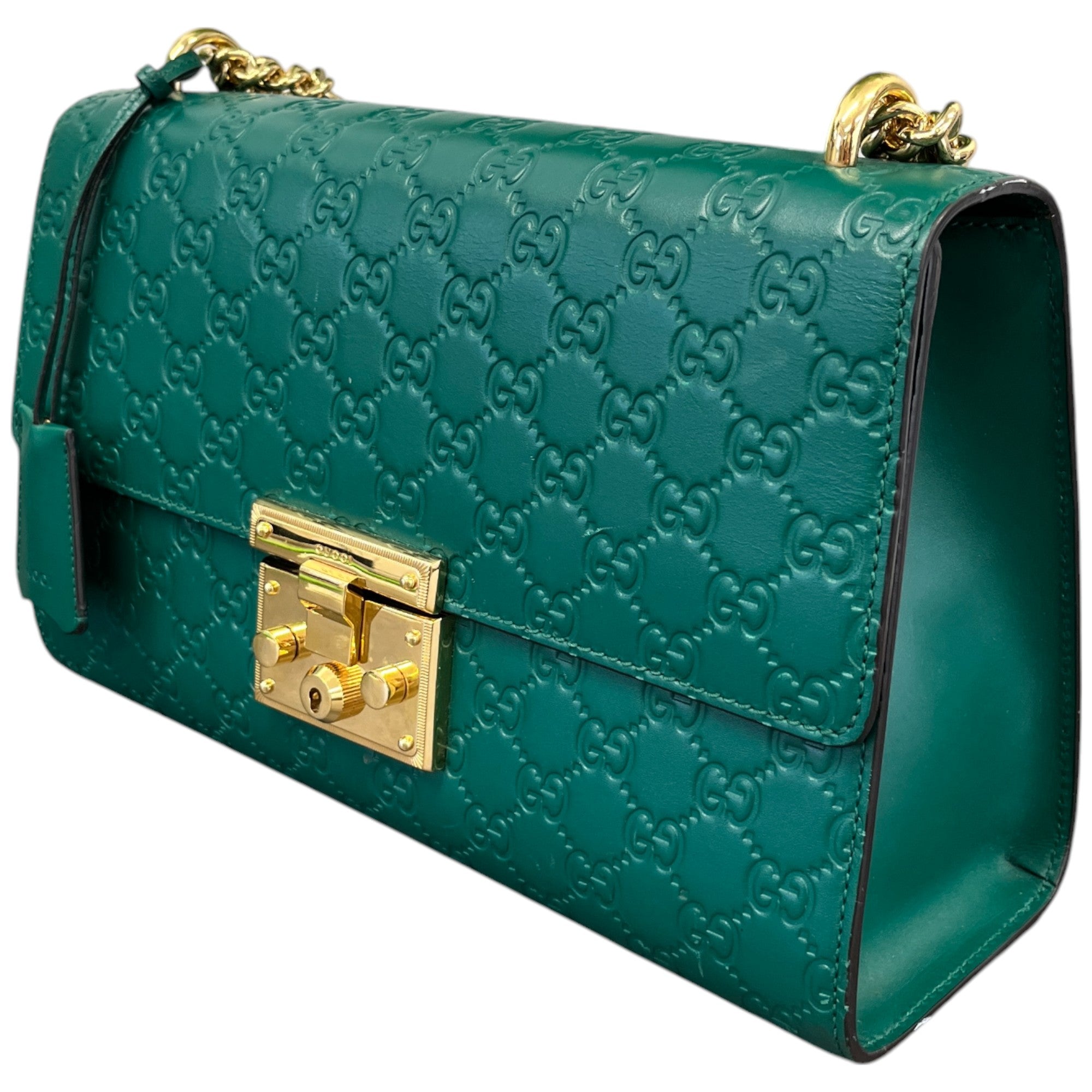 Women's Guccissima Large Padlock Handbag Green