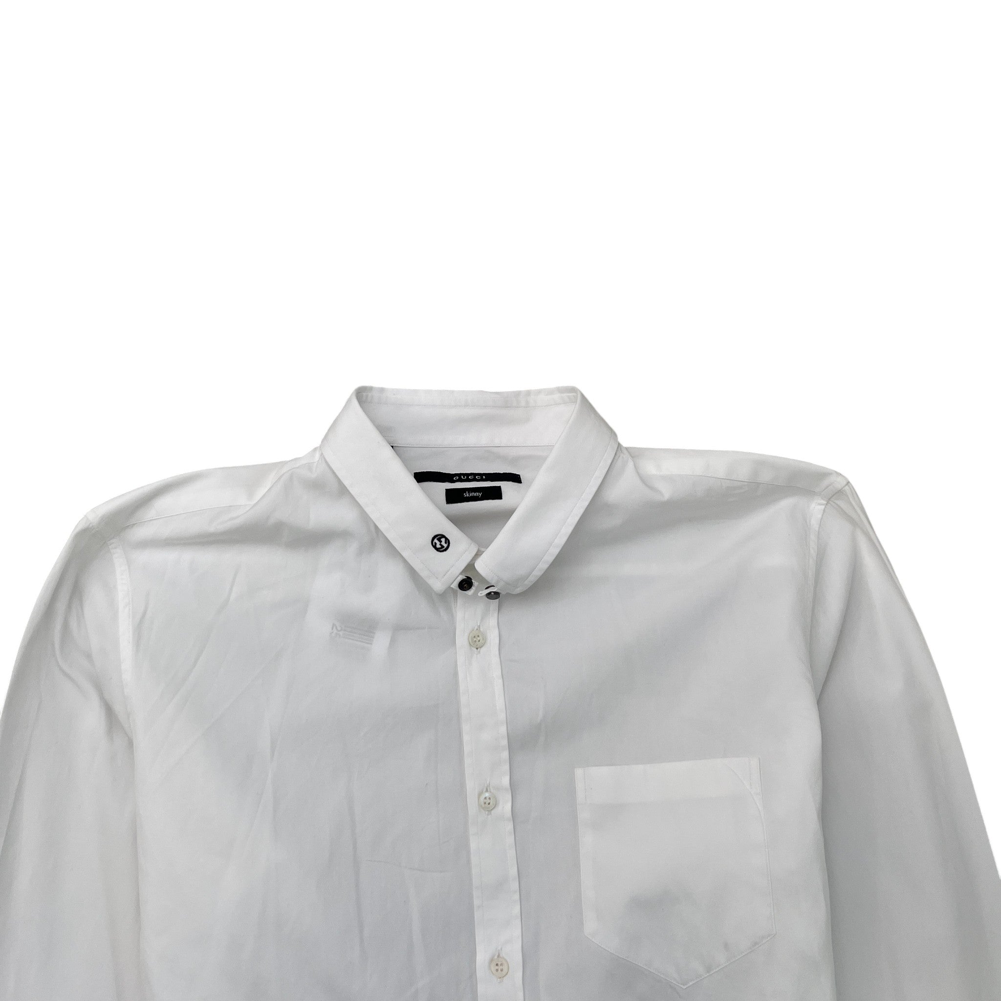 Men's Gg Interlocking Embroidered Detail Logo Long Sleeve Shirt White Size XL