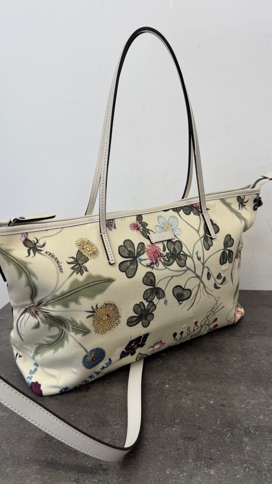 Women's Flora Knight Nylon Floral Tote Bag White