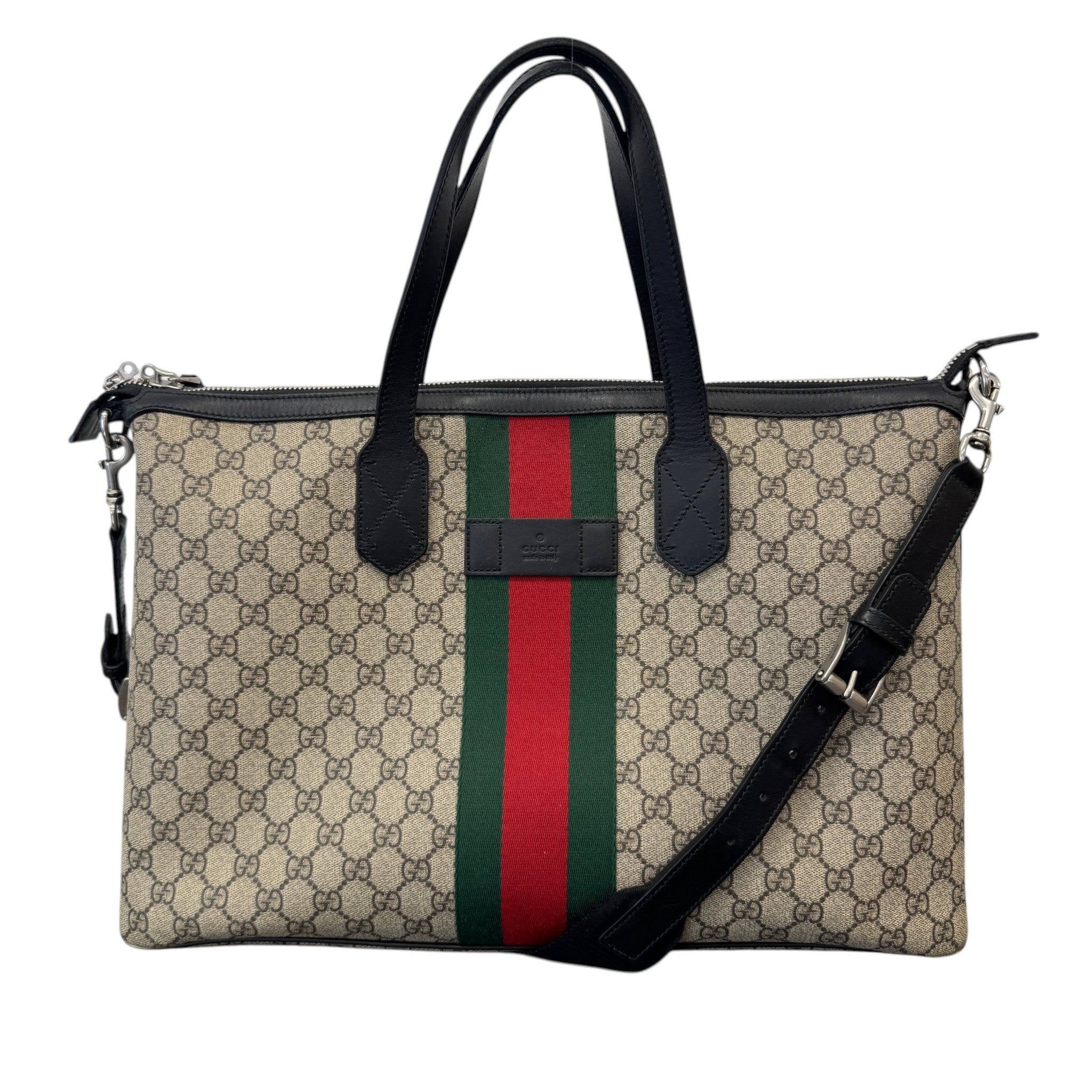 Women's Gg Supreme Web Stripe Tote Bag Beige