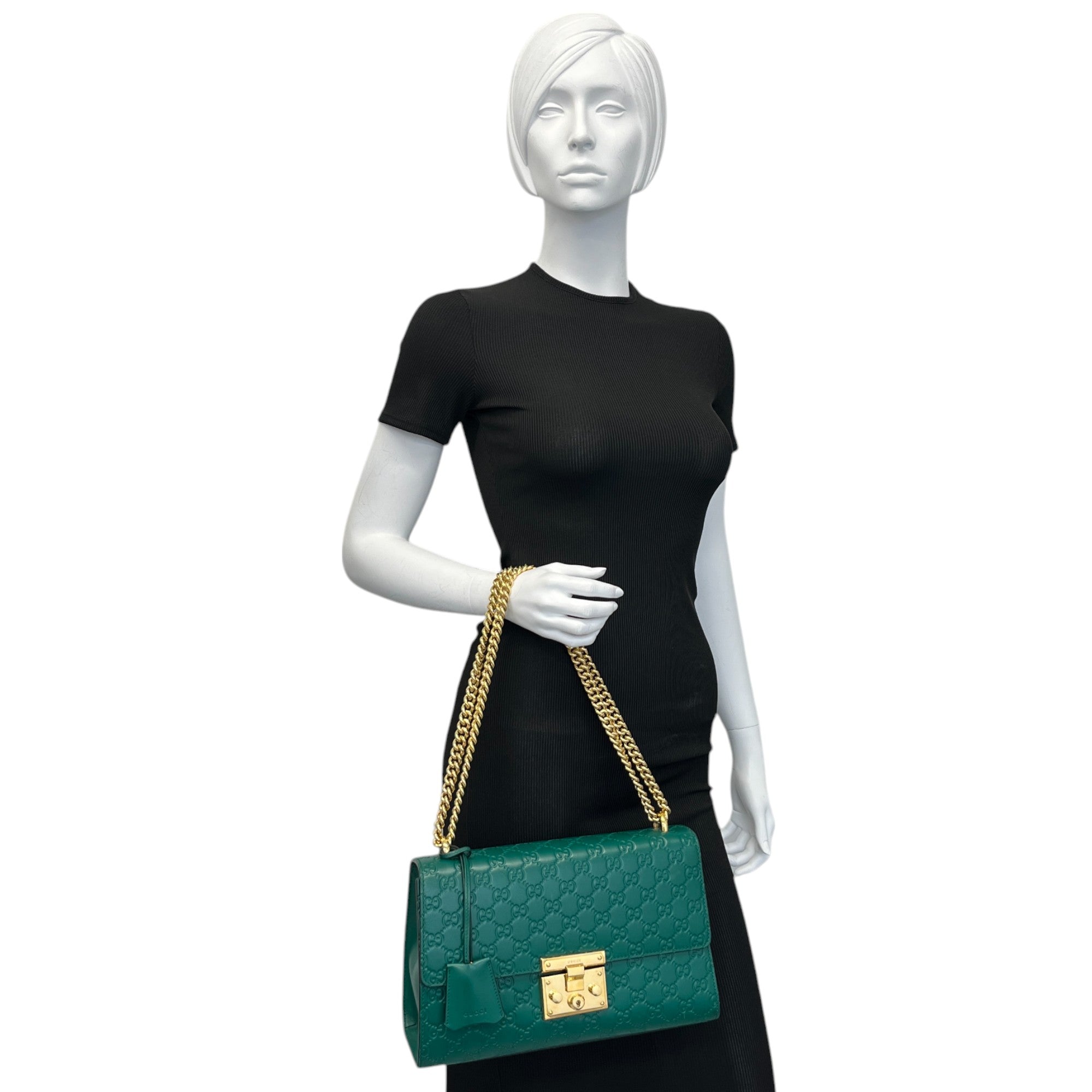 Women's Guccissima Large Padlock Handbag Green