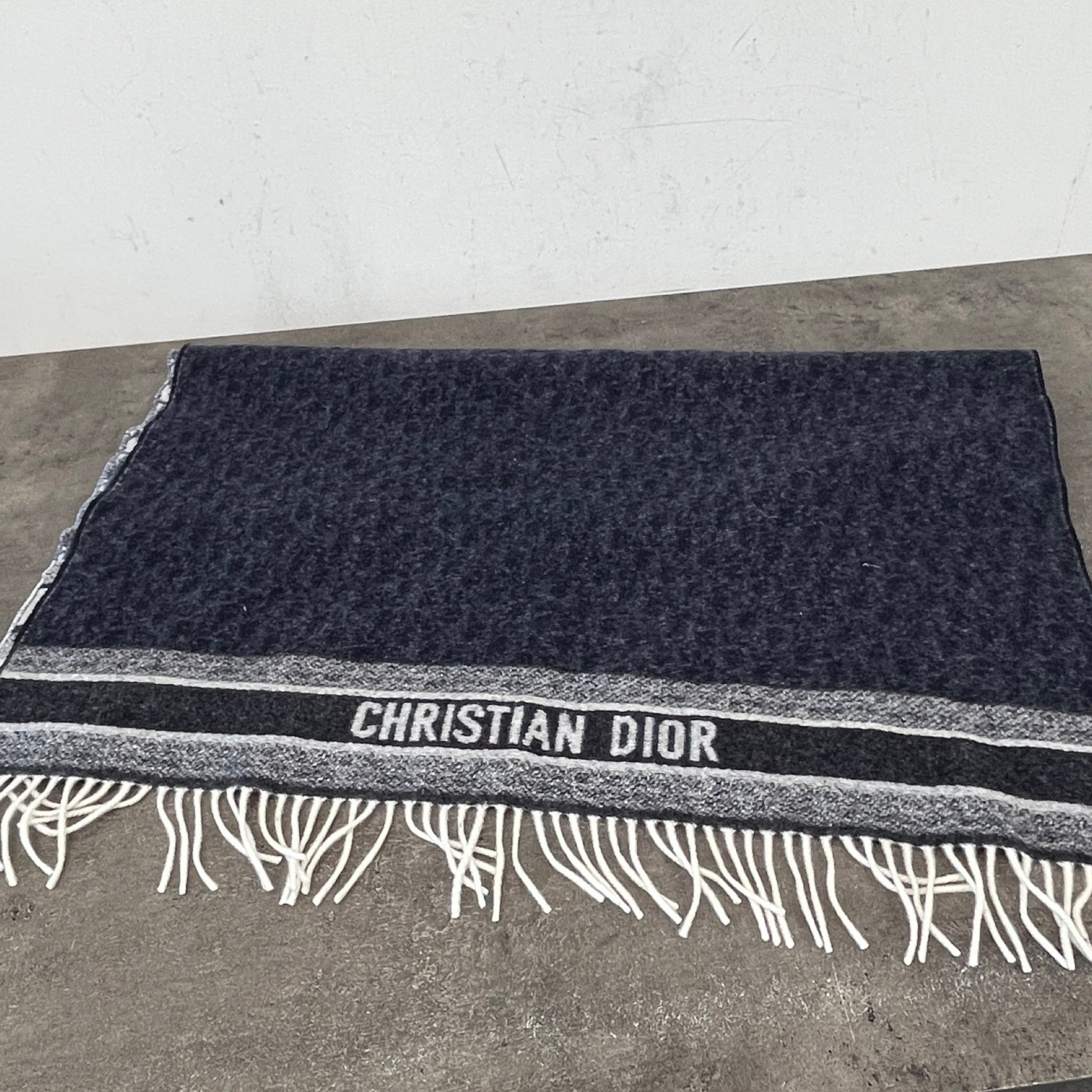 Women's Oblique Cashmere Shawl Scarf Blue