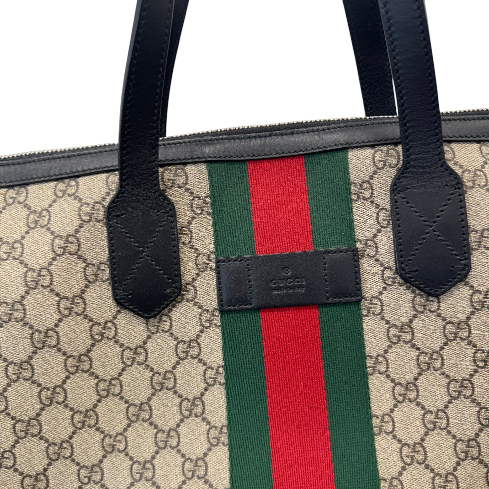 Women's Gg Supreme Web Stripe Tote Bag Beige