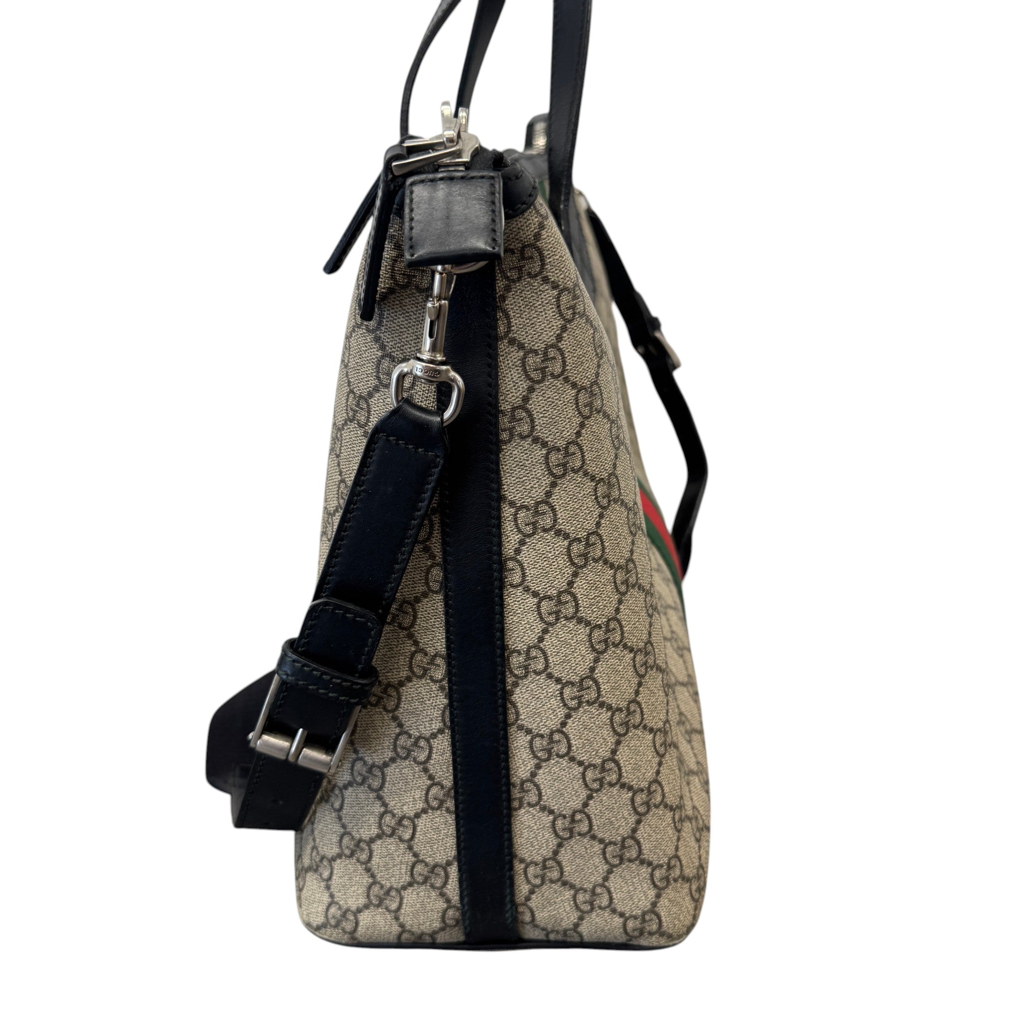 Women's Gg Supreme Web Stripe Tote Bag Beige
