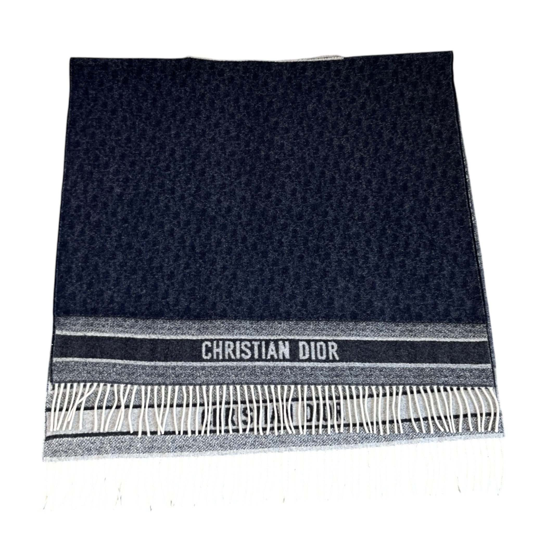 Women's Oblique Cashmere Shawl Scarf Blue