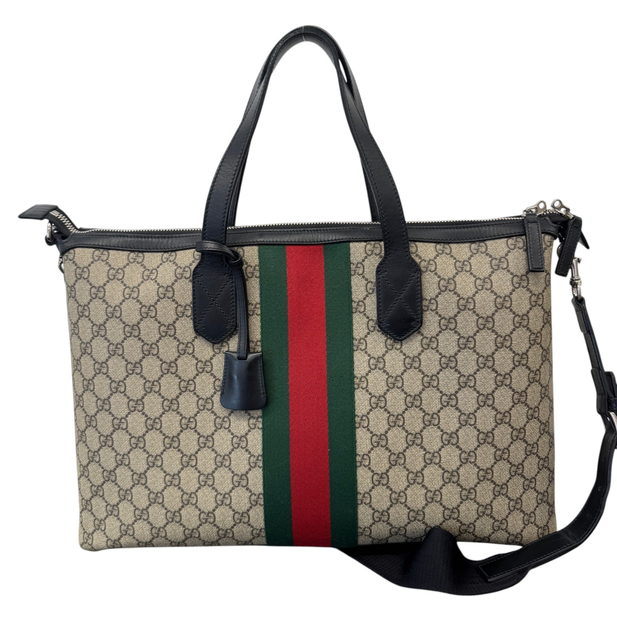 Women's Gg Supreme Web Stripe Tote Bag Beige