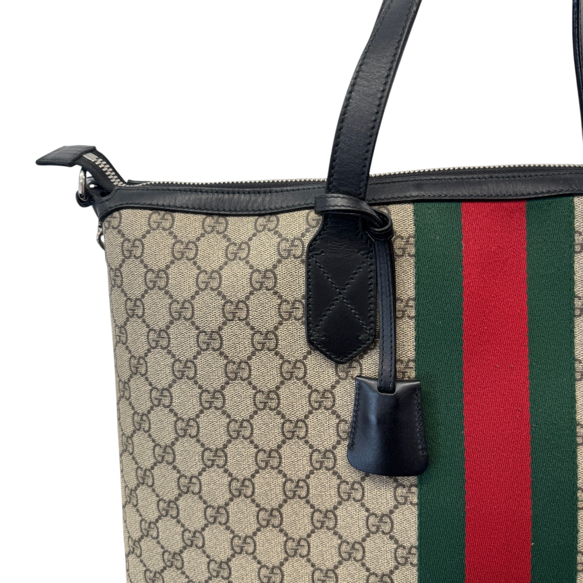 Women's Gg Supreme Web Stripe Tote Bag Beige