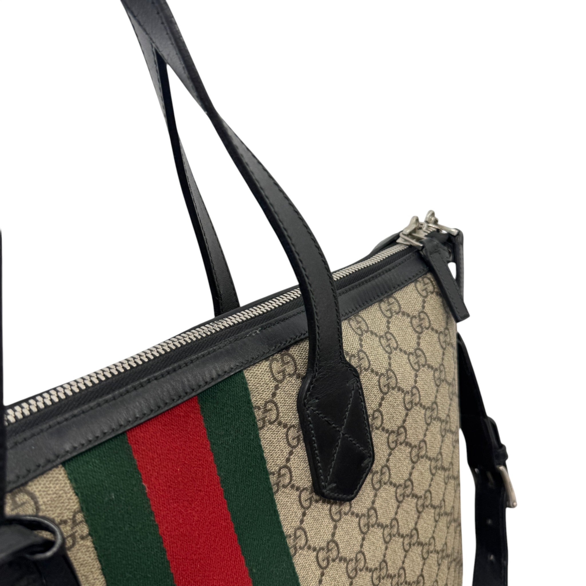 Women's Gg Supreme Web Stripe Tote Bag Beige