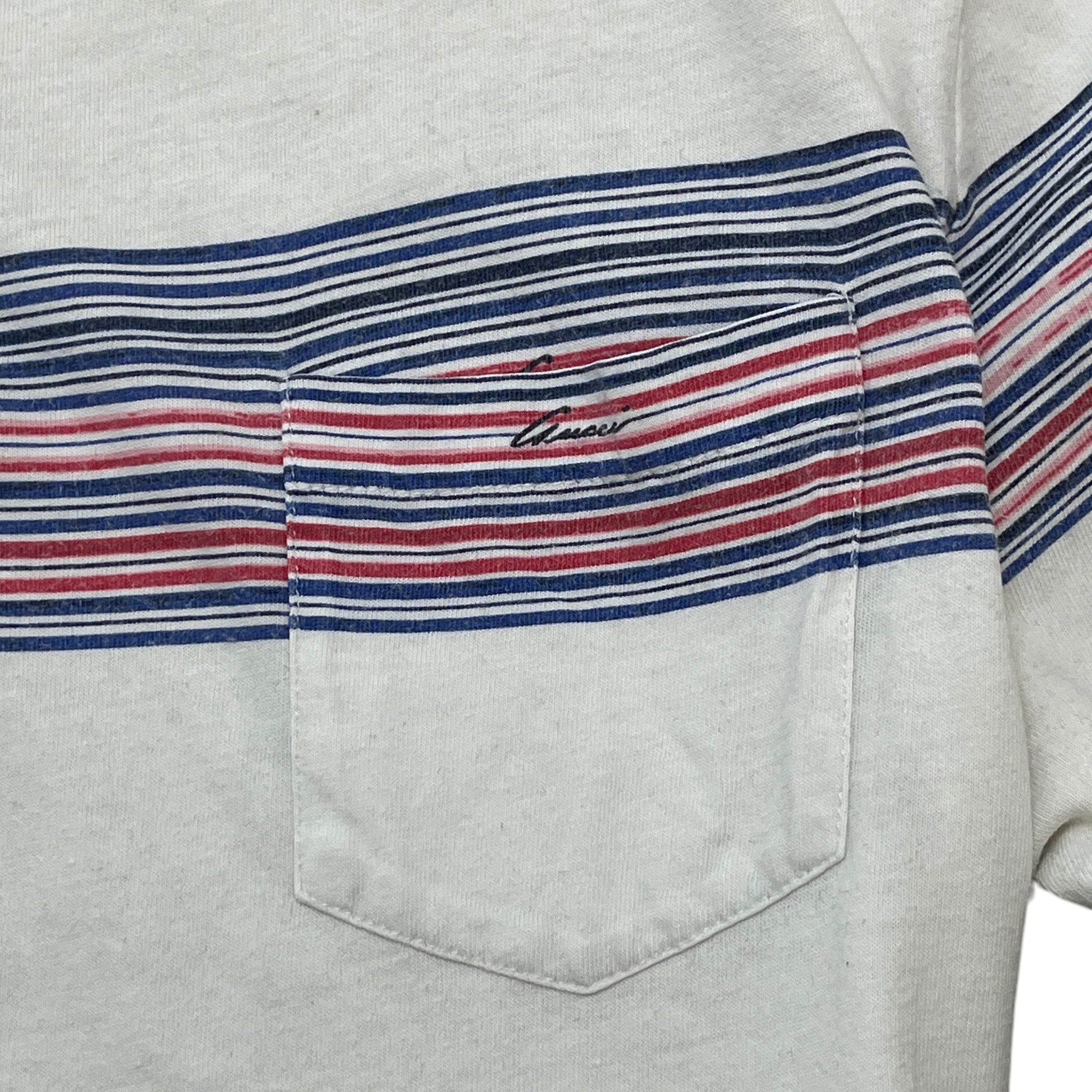 Men's Striped Polo Shirt White Size L