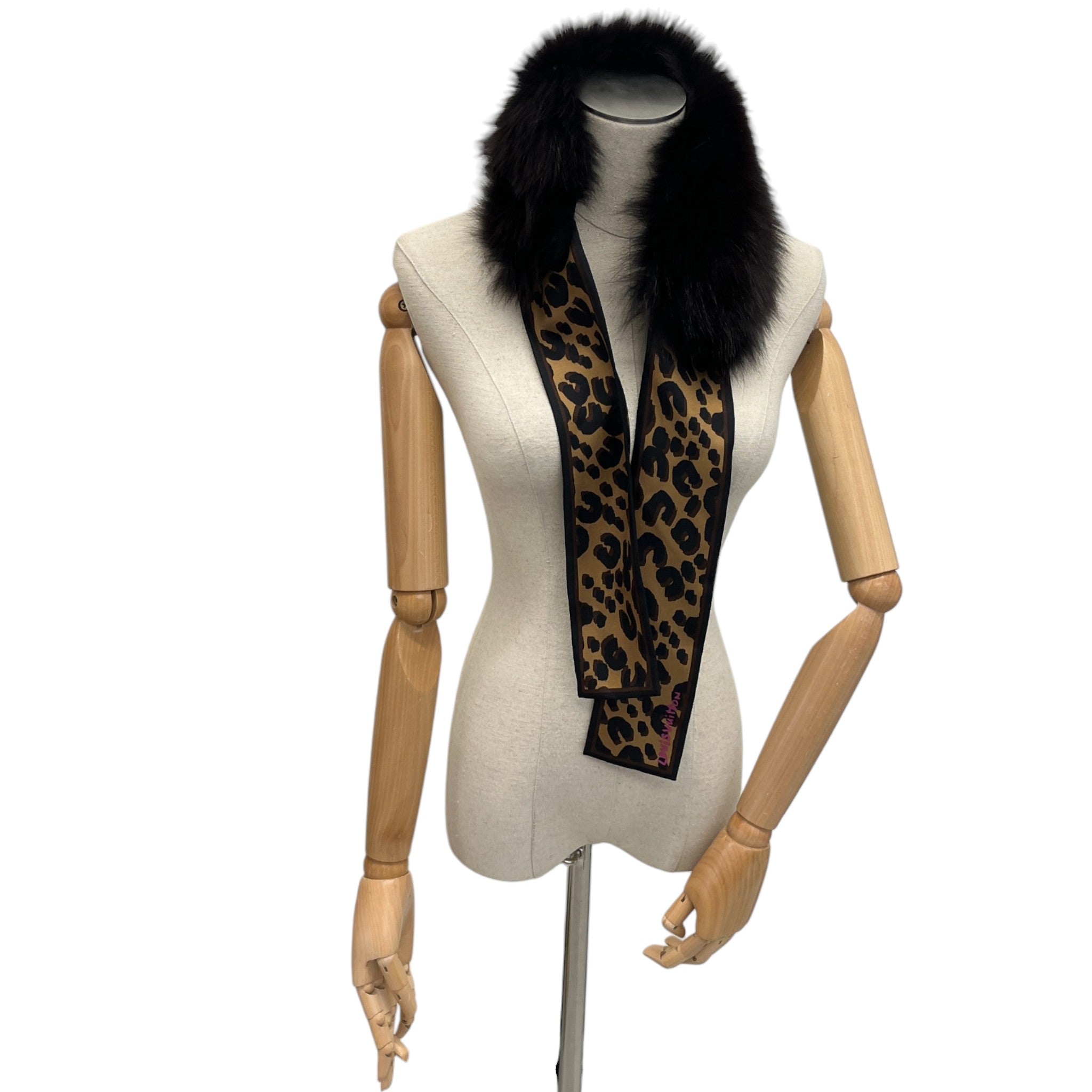 Women's Fox Fur Bandeau Scarf Black