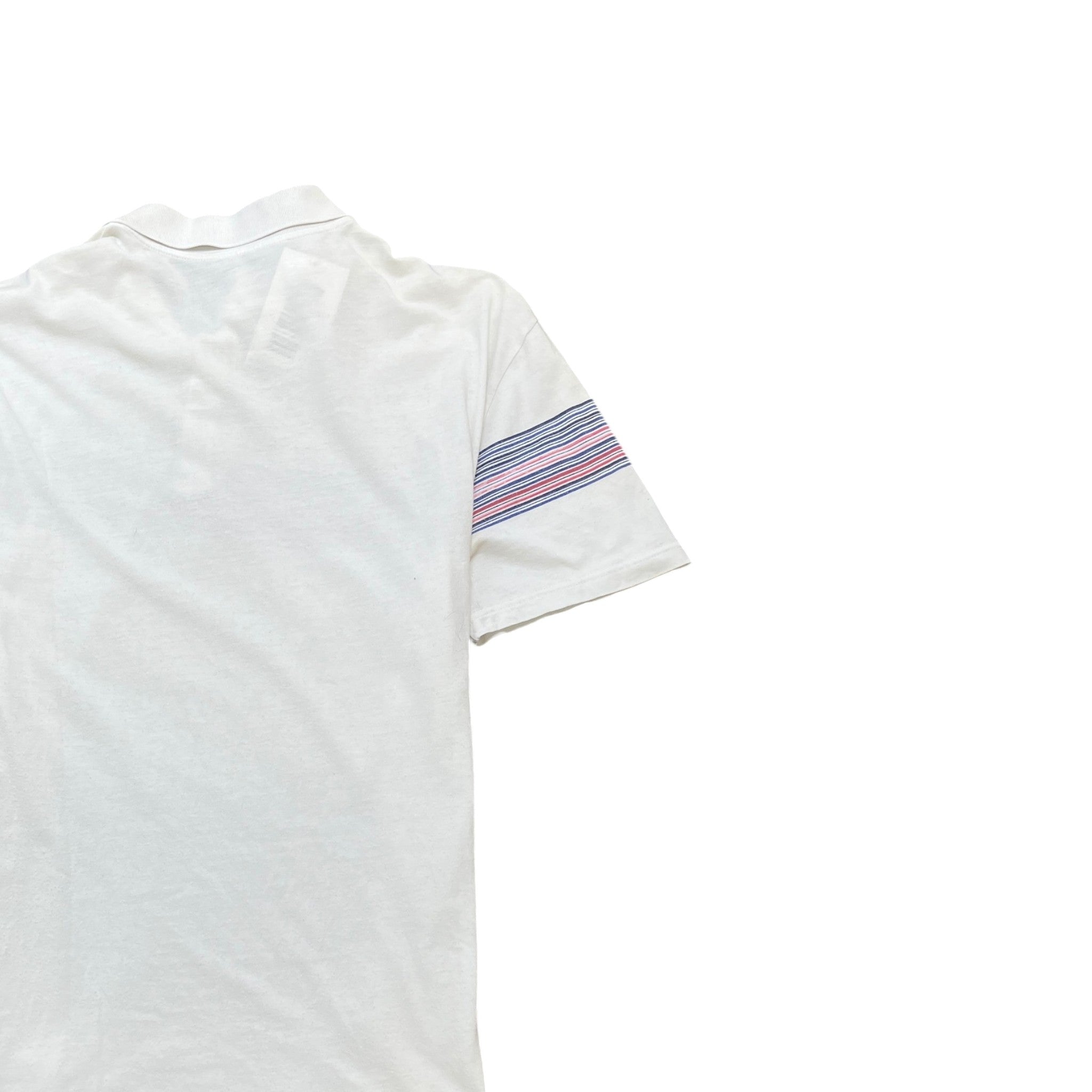 Men's Striped Polo Shirt White Size L