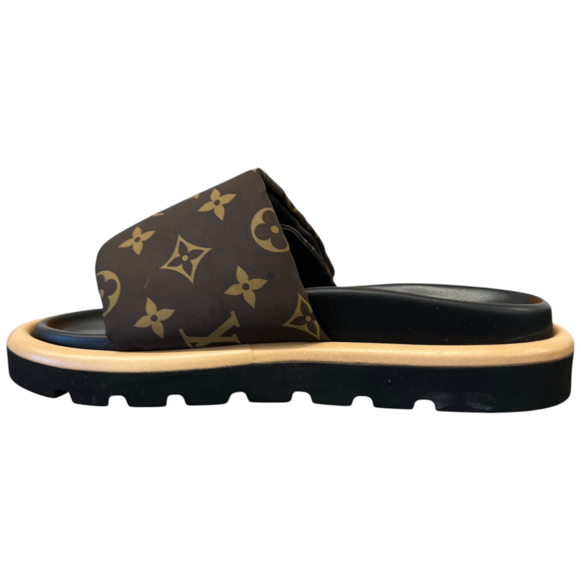 Women's Pool Pillow Flat Comfort Slides Brown Size EU 35 / UK 2