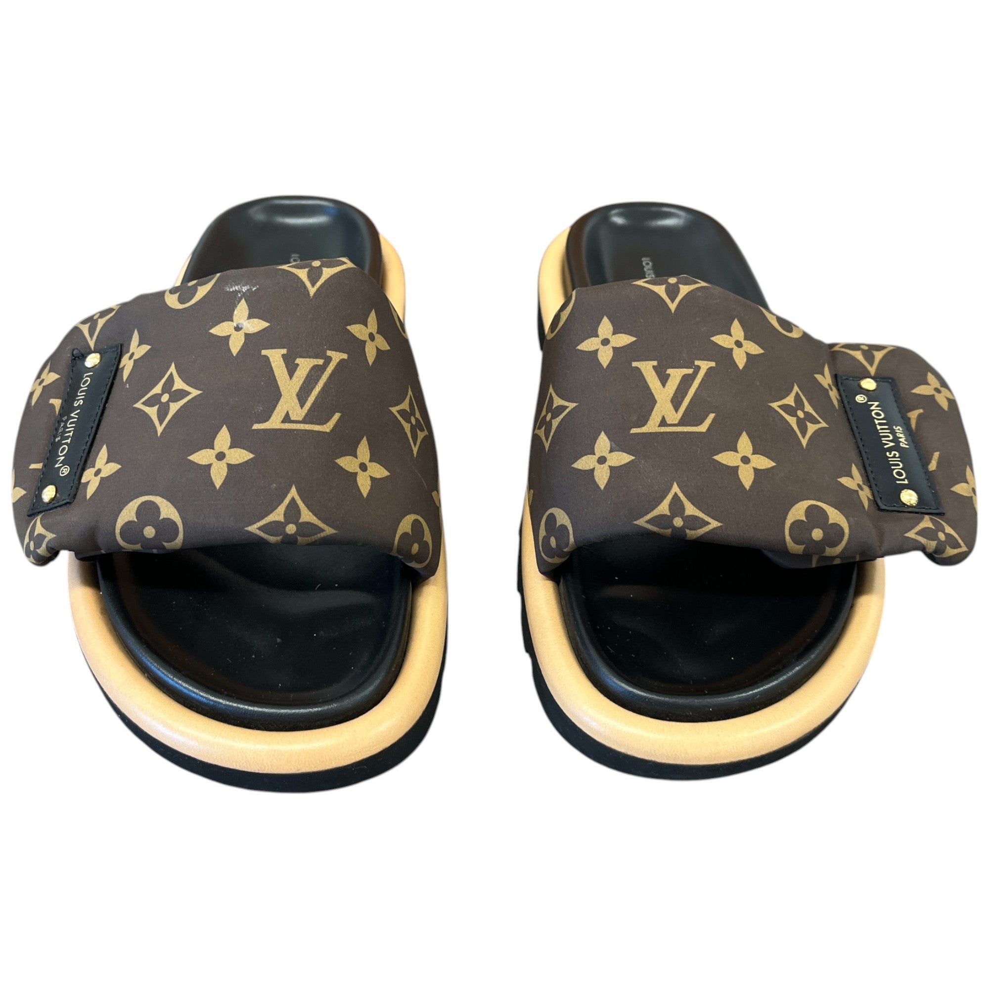 Women's Pool Pillow Flat Comfort Slides Brown Size EU 35 / UK 2