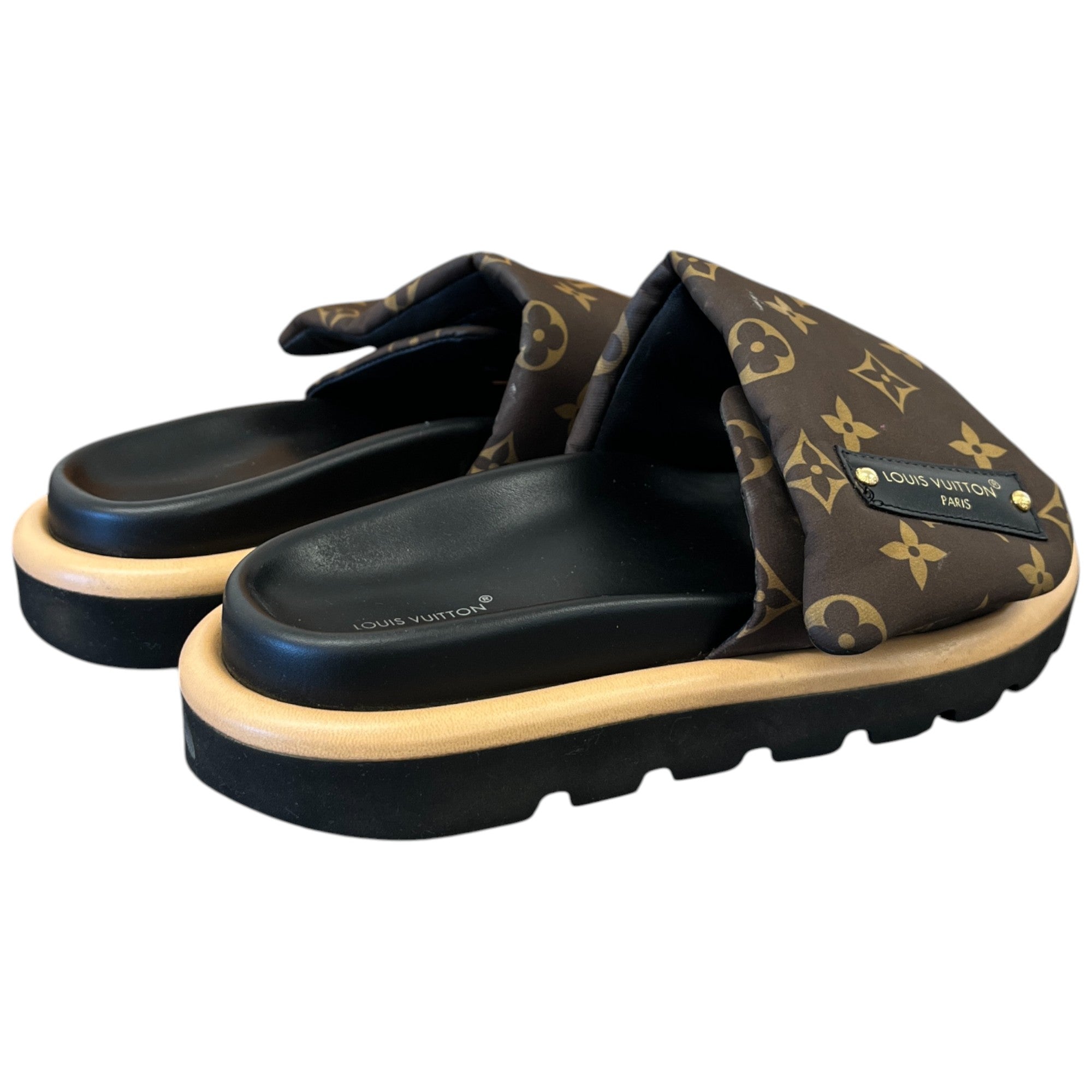 Women's Pool Pillow Flat Comfort Slides Brown Size EU 35 / UK 2