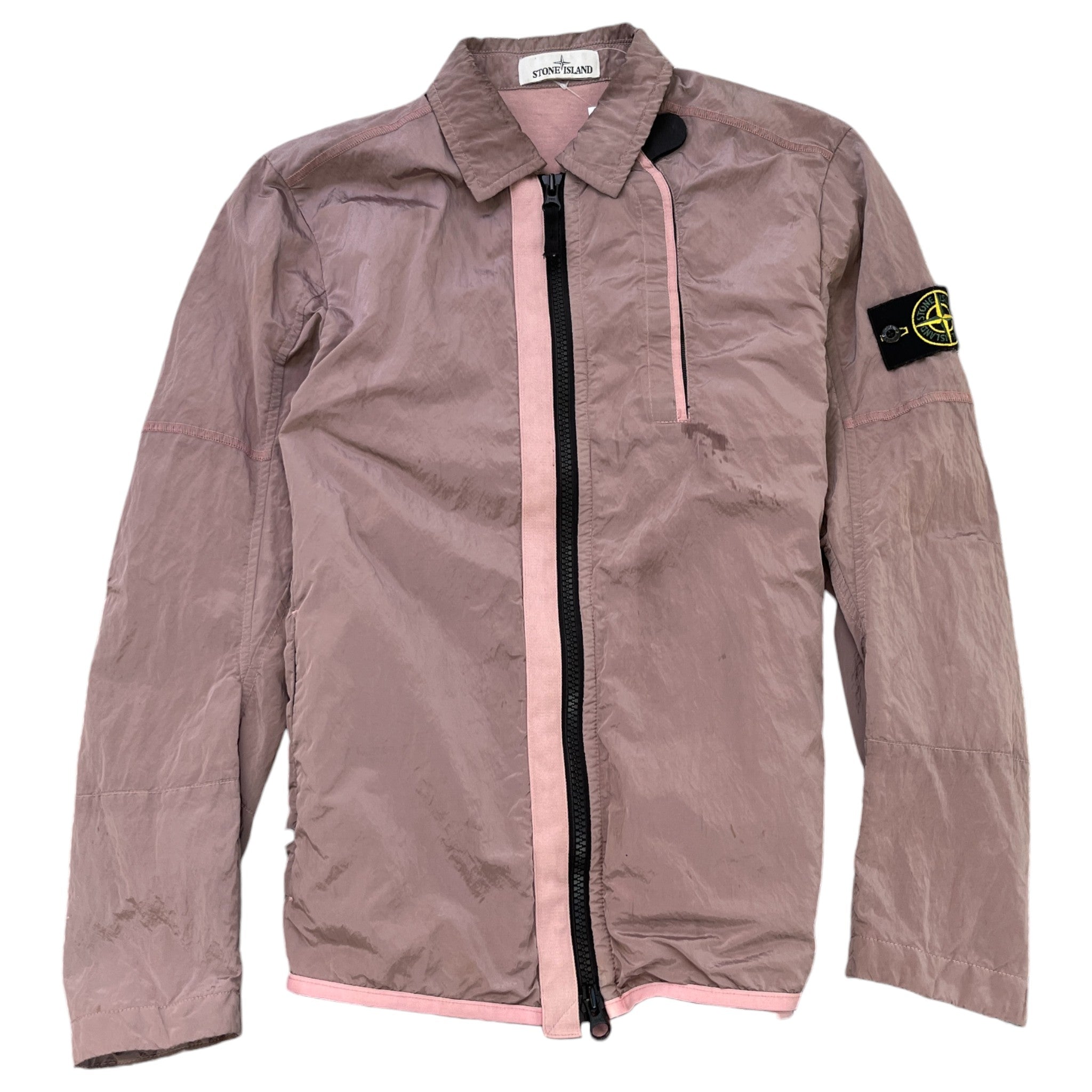 Men's Applique Nylon Metal OverShirt Pink Size S