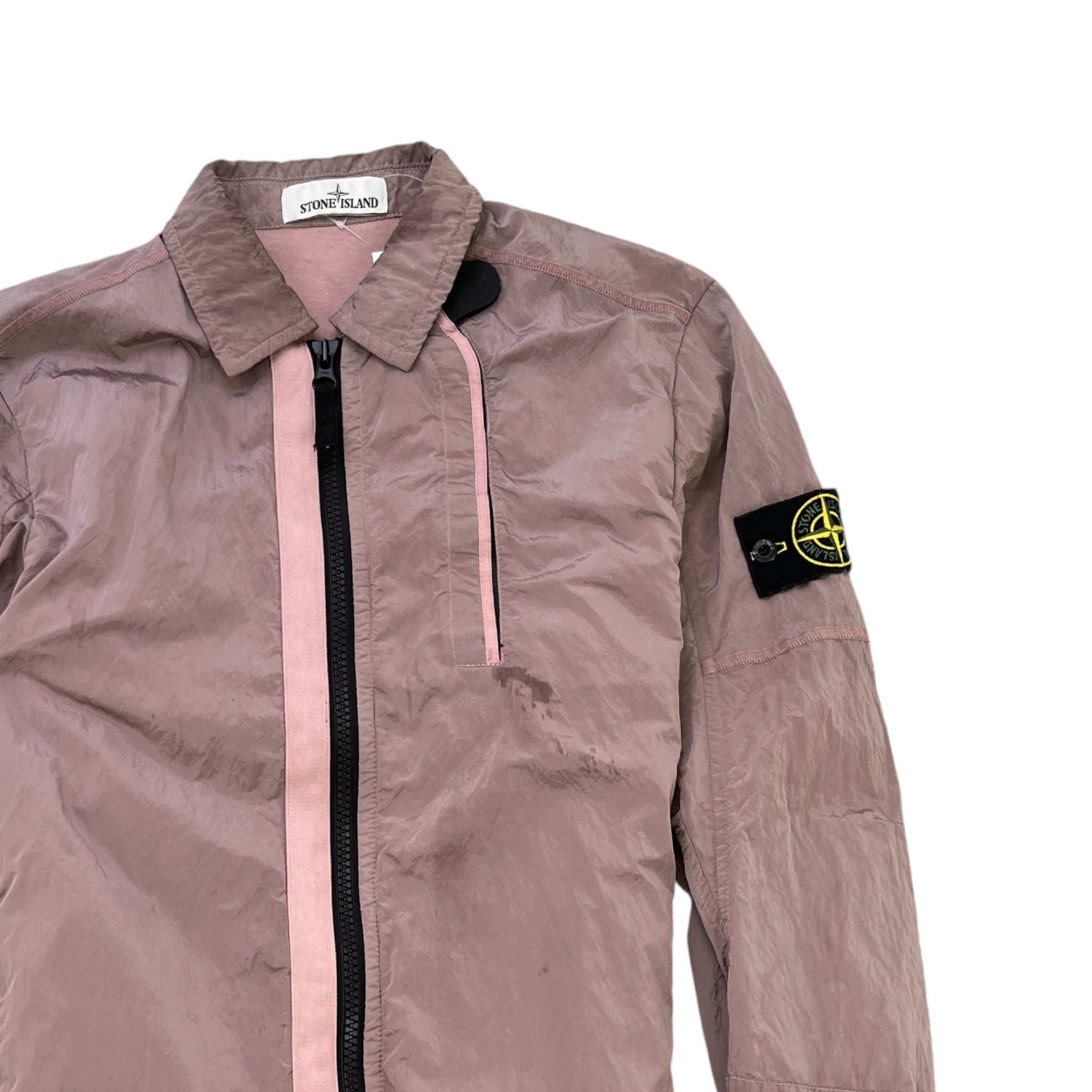 Men's Applique Nylon Metal OverShirt Pink Size S