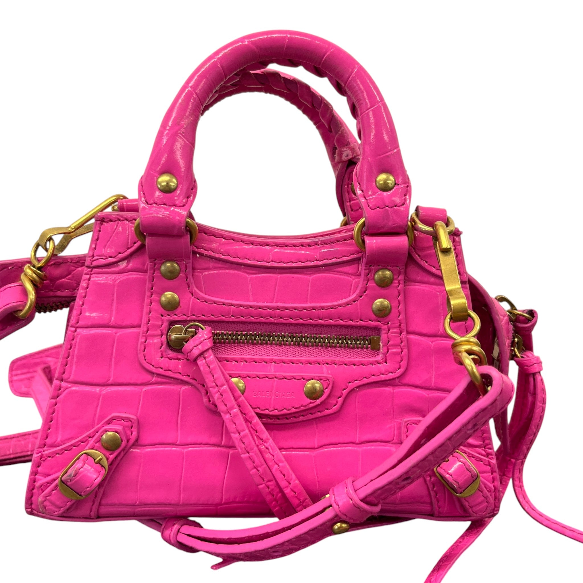 Women's Le City Nano Croc-Embossed Bag Pink
