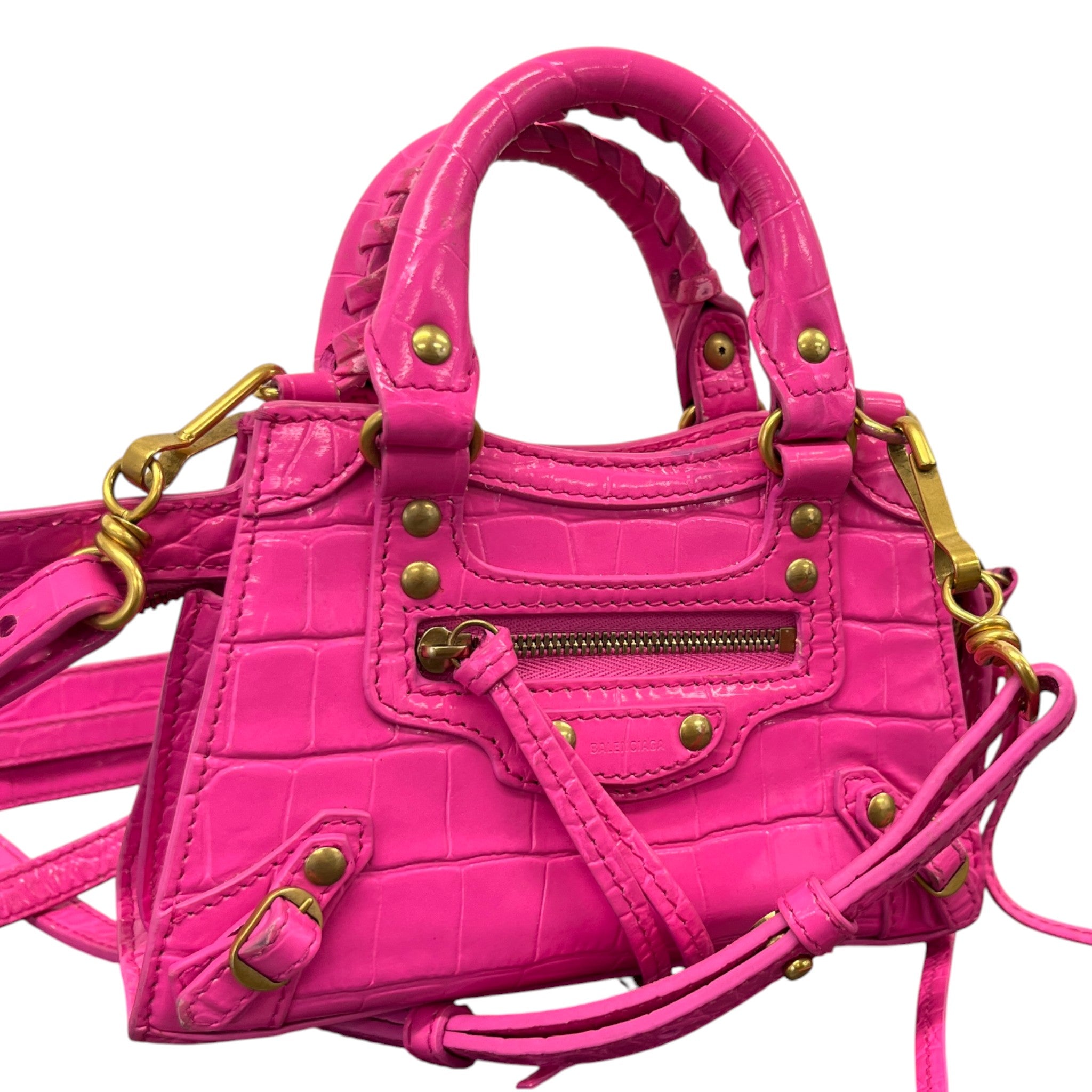 Women's Le City Nano Croc-Embossed Bag Pink