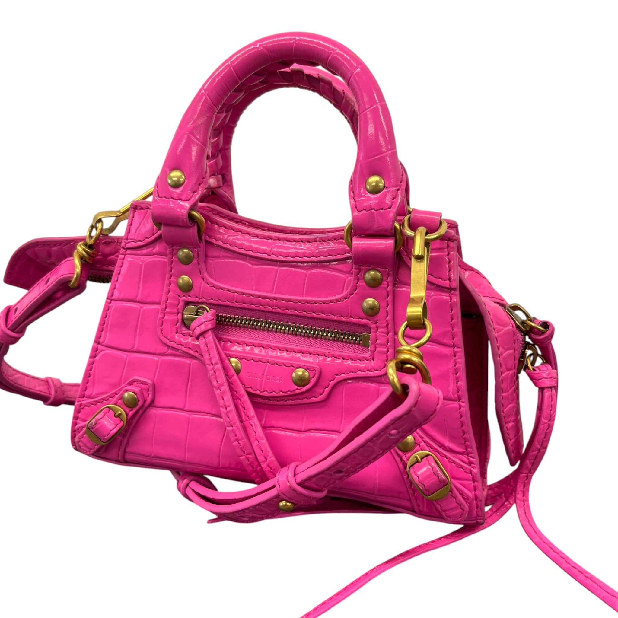 Women's Le City Nano Croc-Embossed Bag Pink
