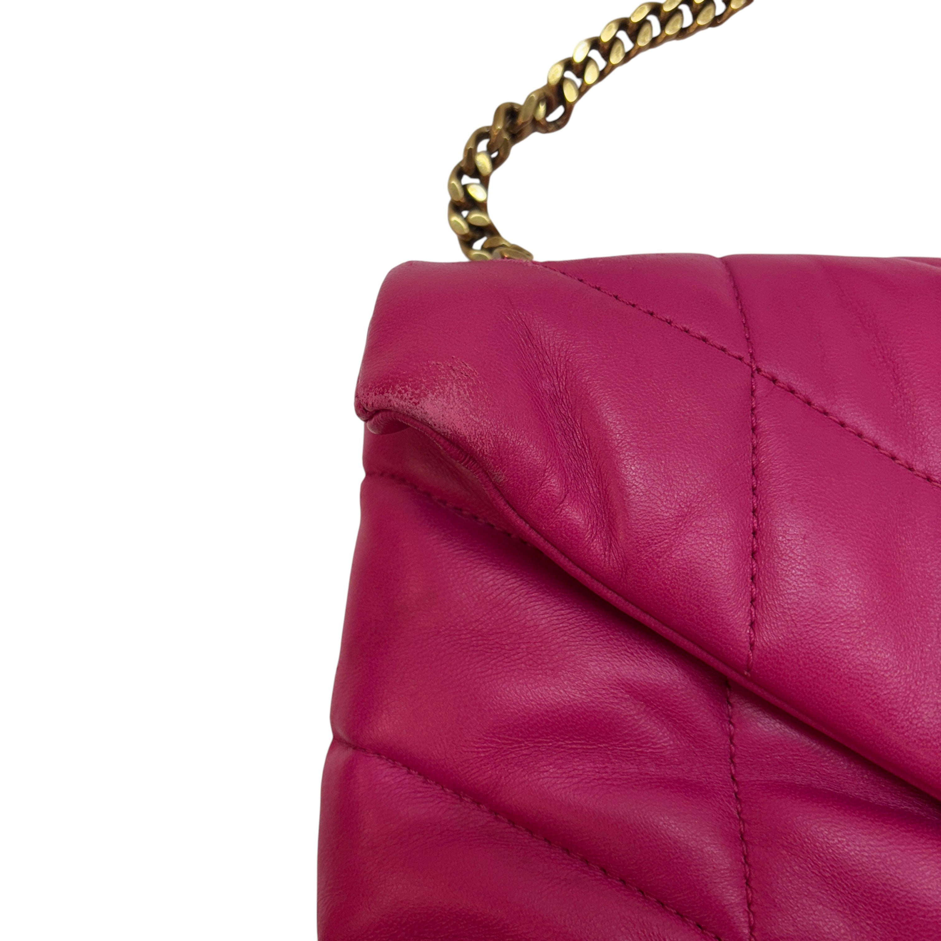 Women's Puffer Mini Leather Shoulder Bag Pink