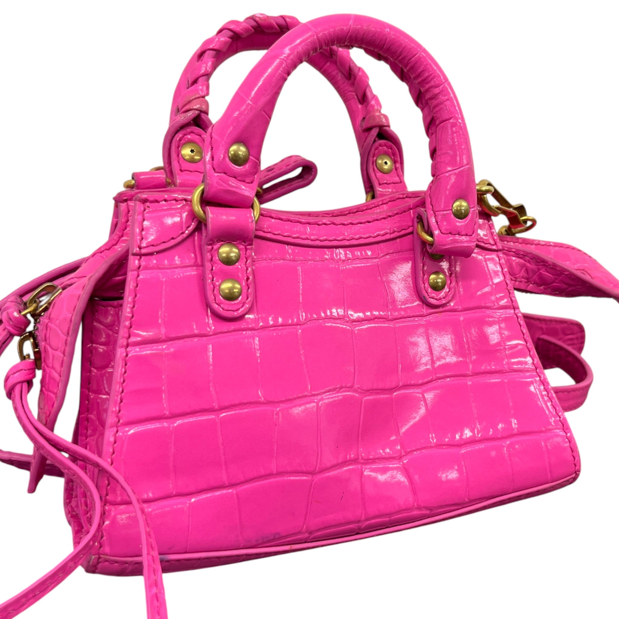 Women's Le City Nano Croc-Embossed Bag Pink