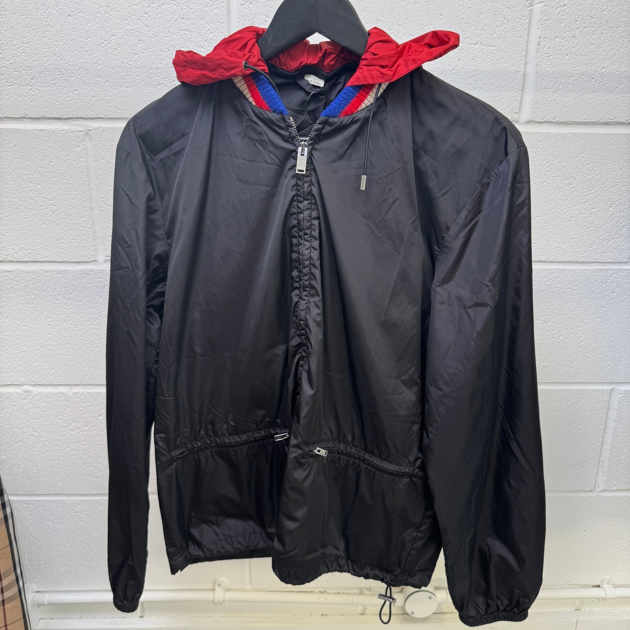 Men's Distressed Logo Print Windbreaker Black Size IT 48 / M