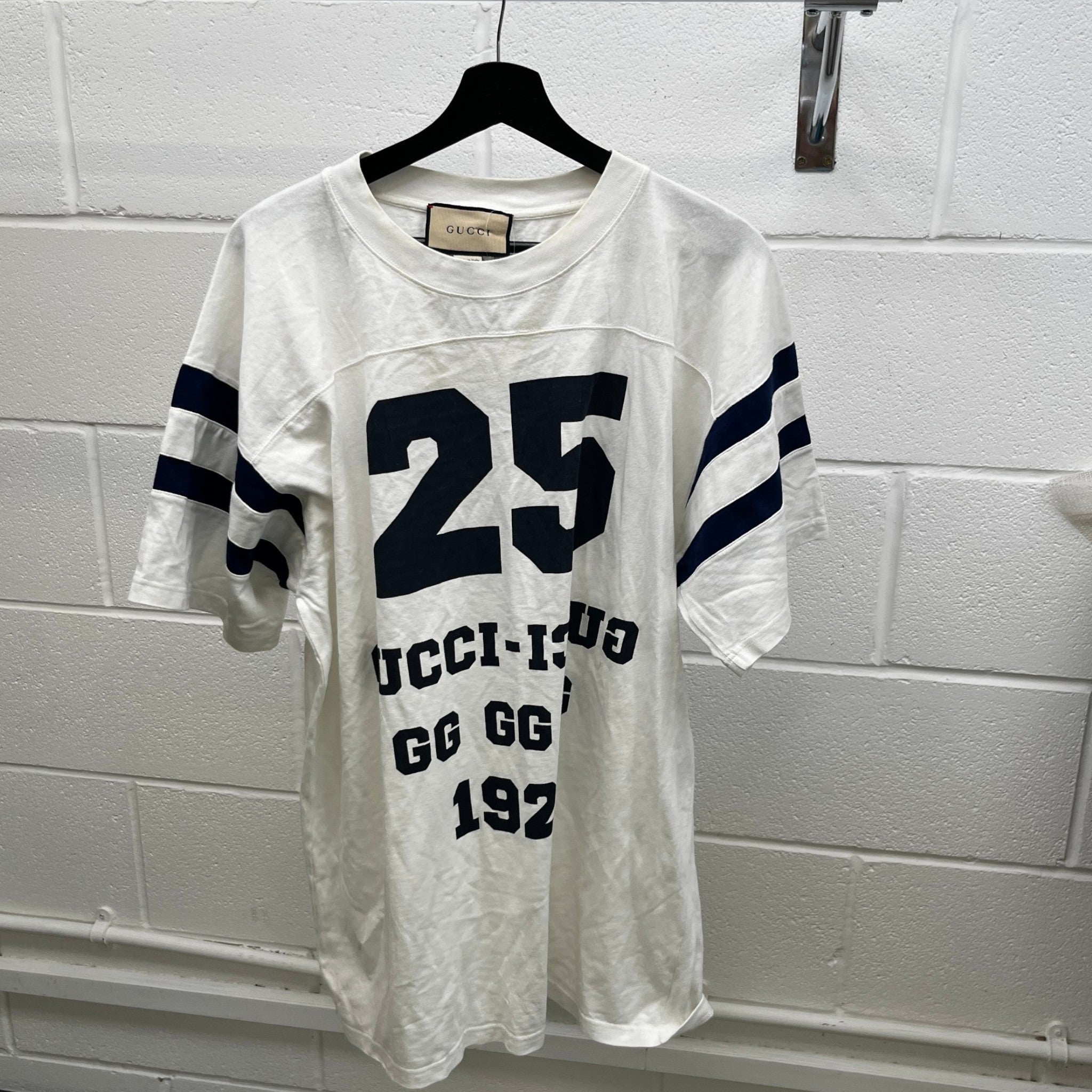 Men's Ss21 Alphabet Pattern Football Style T-Shirt White Size M