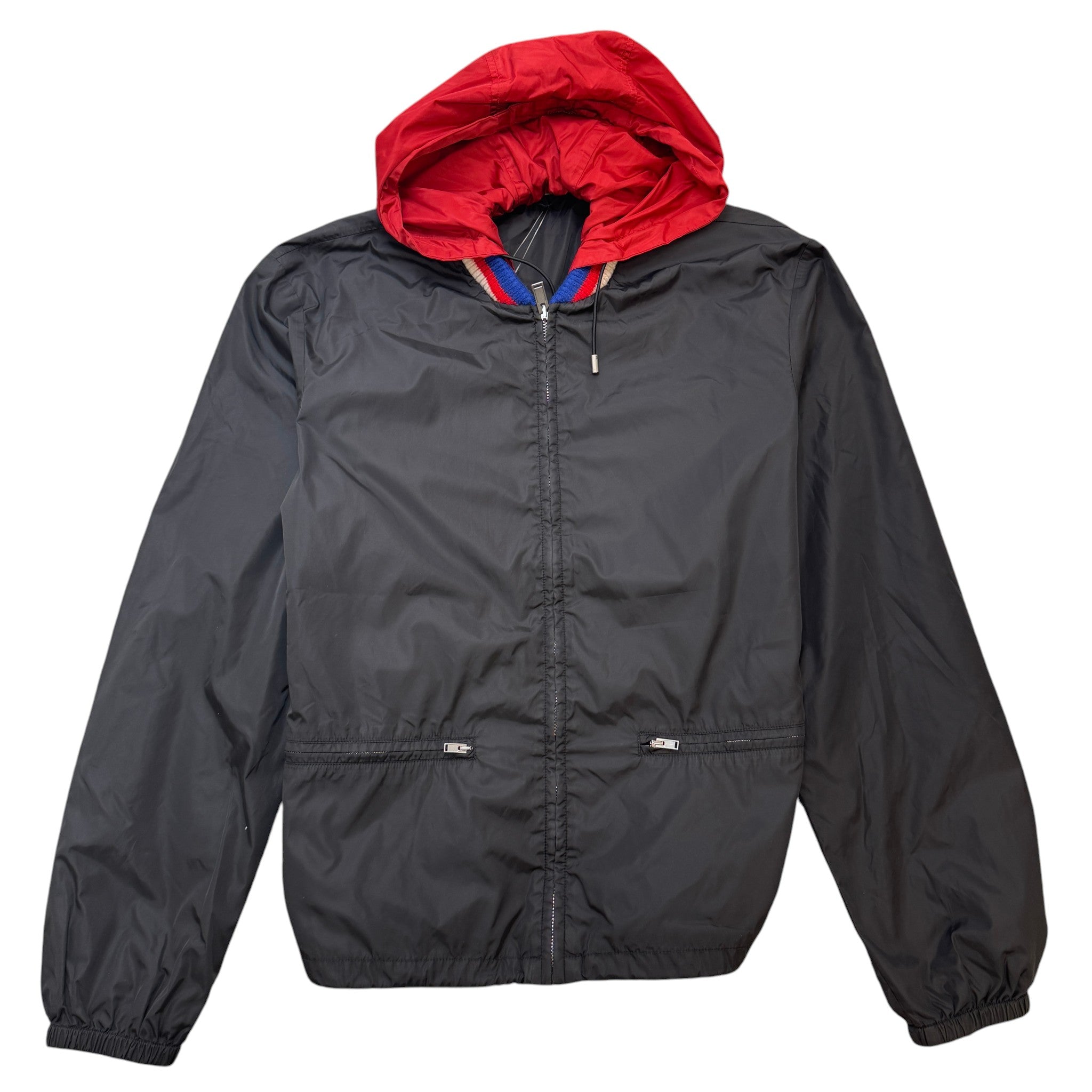 Men's Distressed Logo Print Windbreaker Black Size IT 48 / M