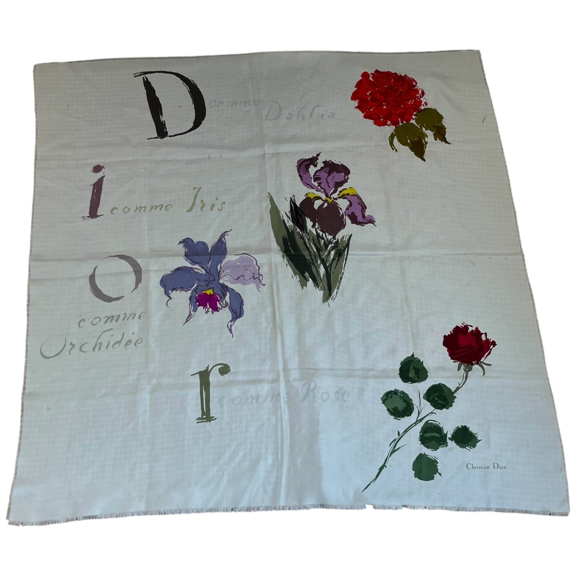 Women's Floral Silk Scarf Blue