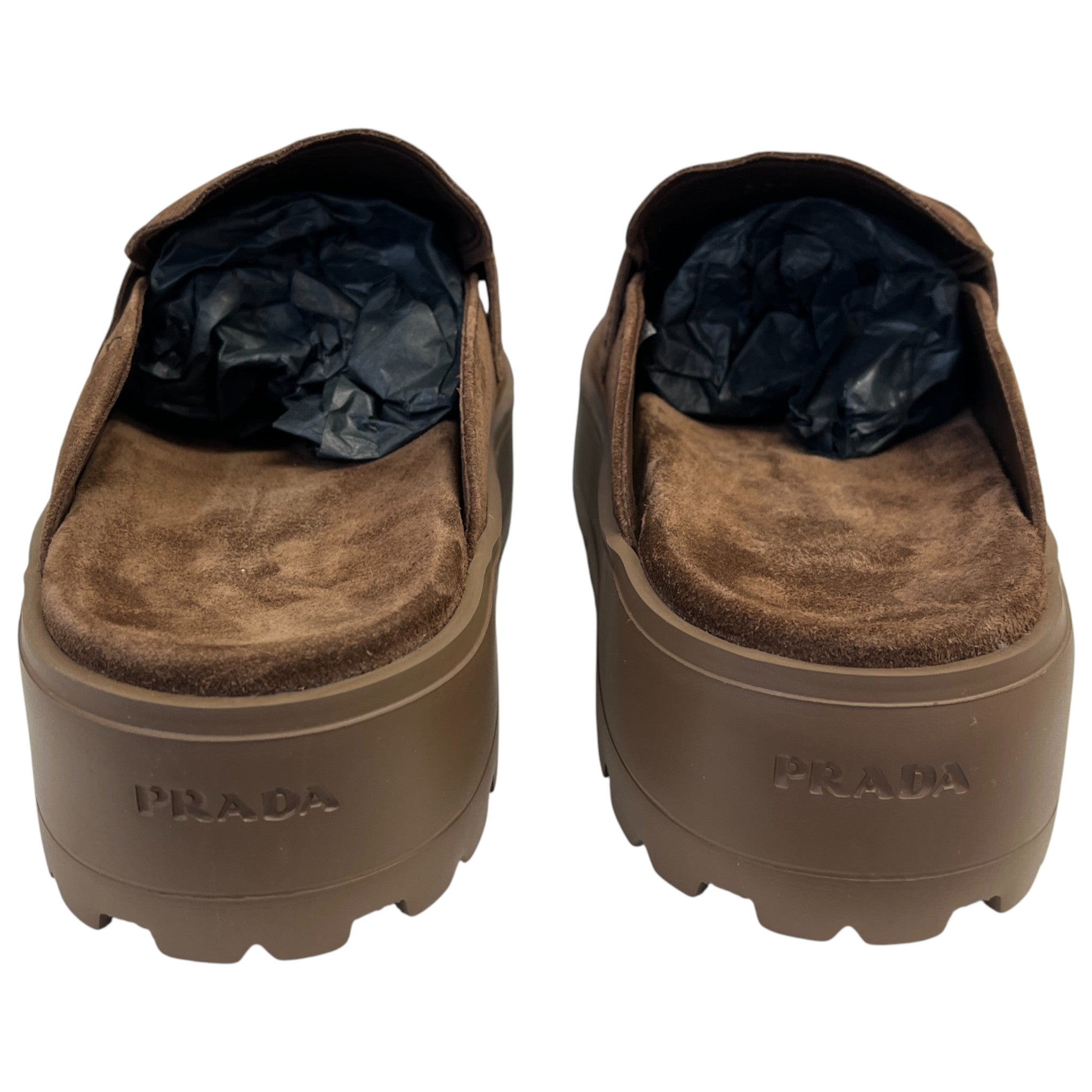 Women's Plaque Logo Flatform Mules Brown Size EU 39.5 / UK 6.5