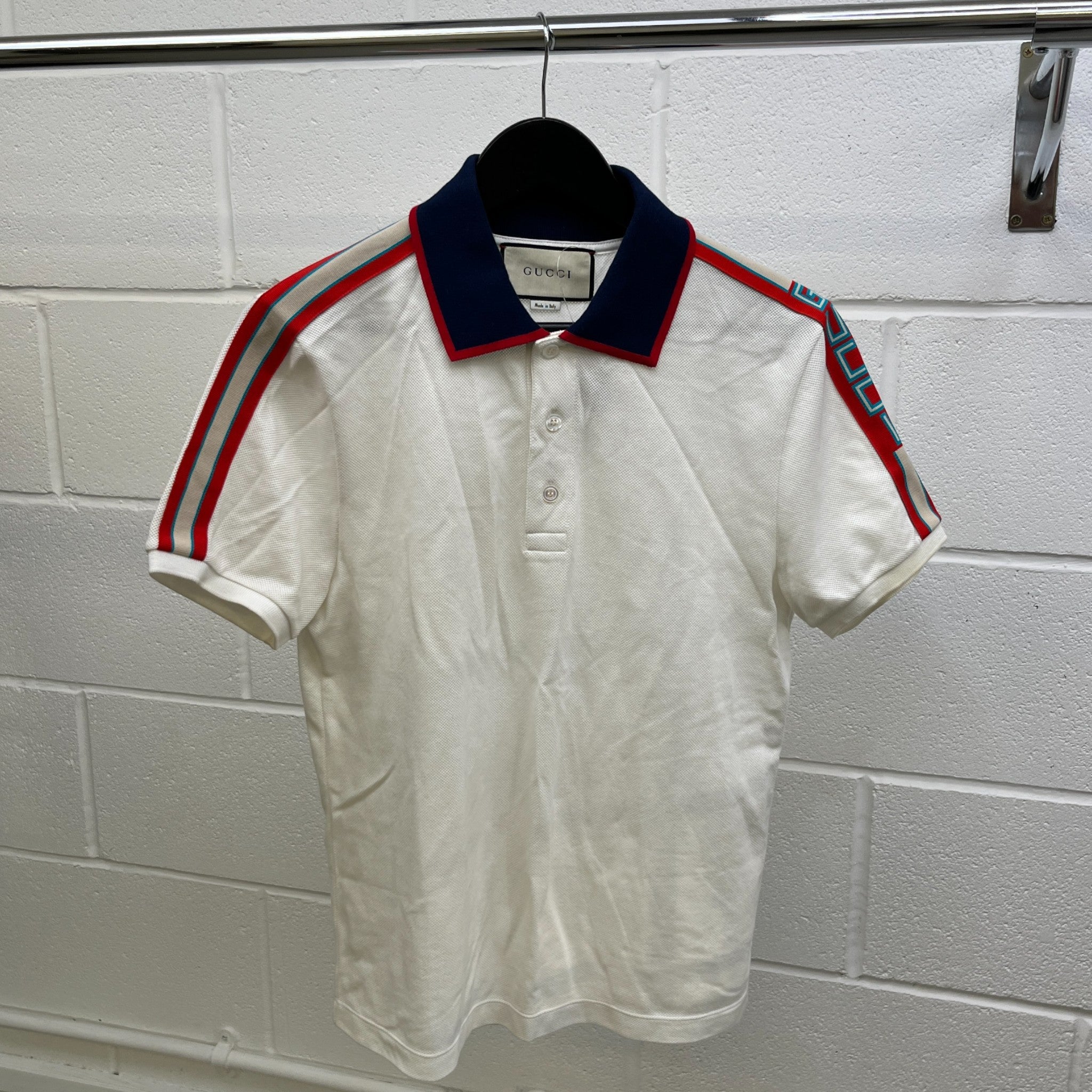 Men's Tape Logo Polo Shirt White Size S