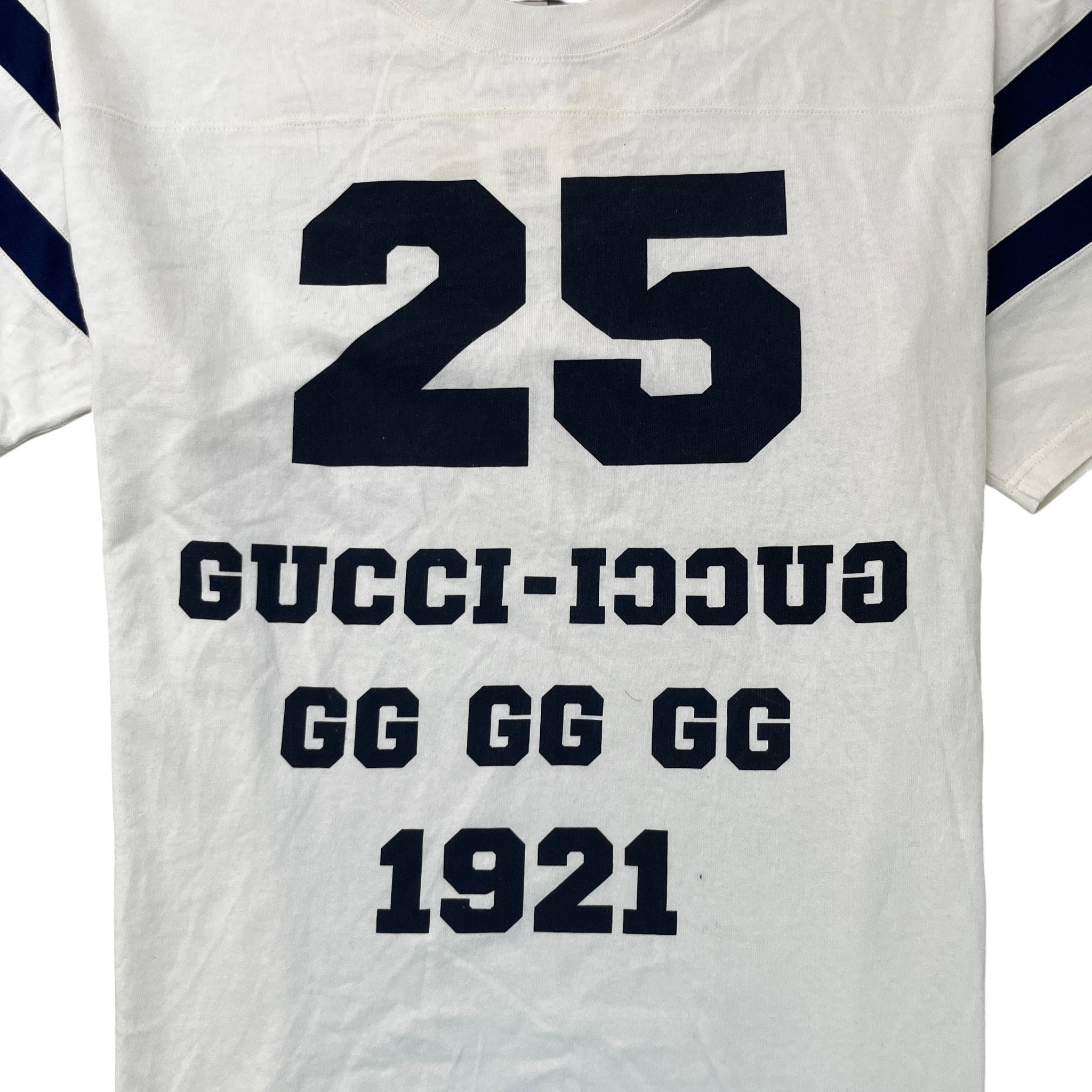 Men's Ss21 Alphabet Pattern Football Style T-Shirt White Size M