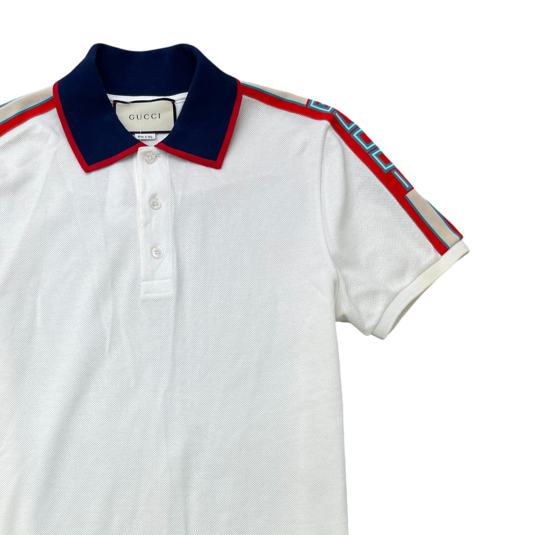 Men's Tape Logo Polo Shirt White Size S