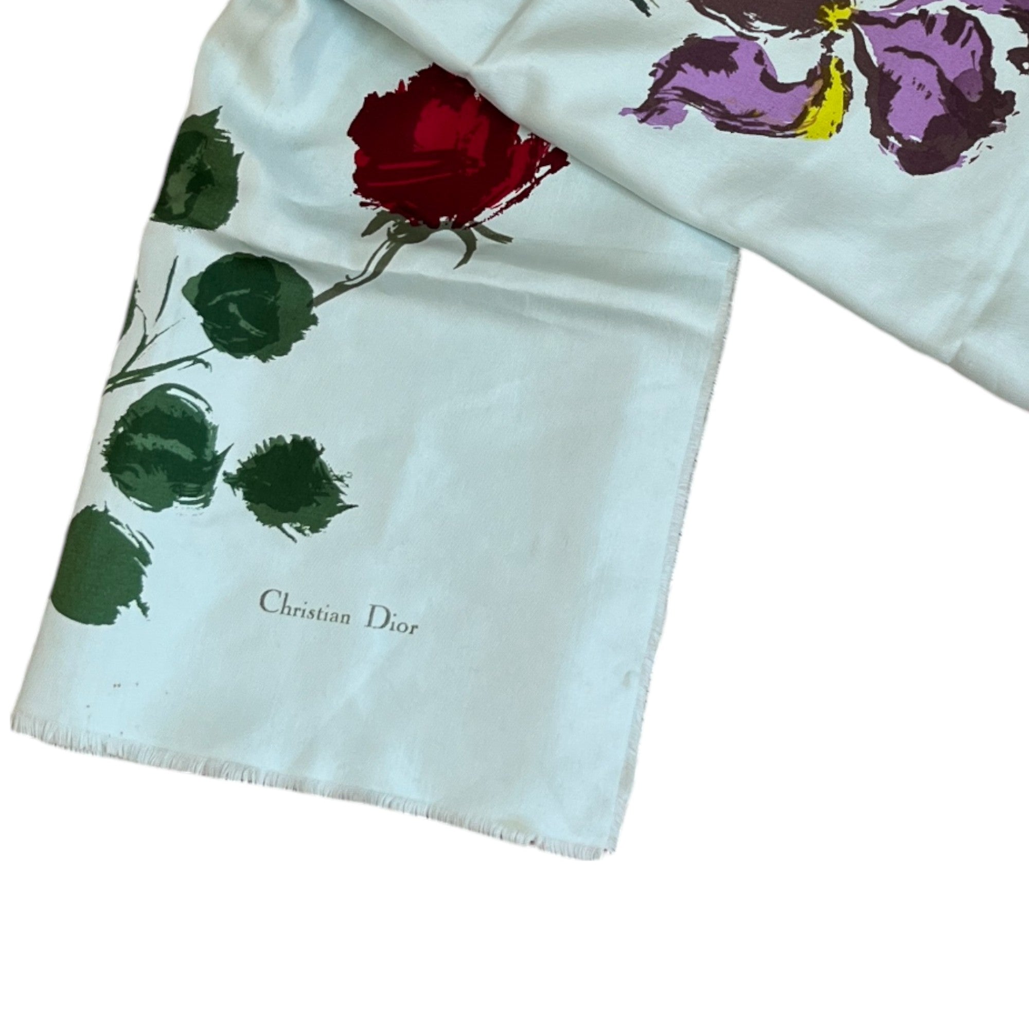 Women's Floral Silk Scarf Blue