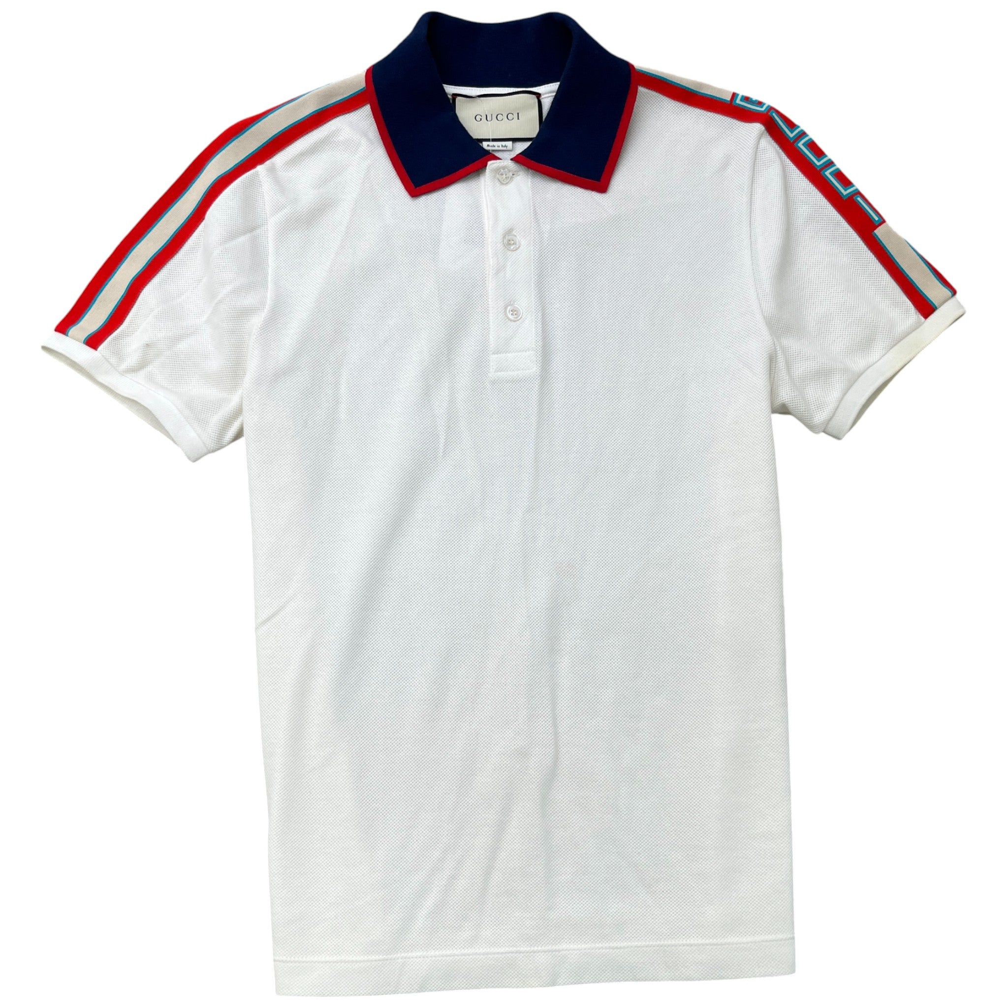Men's Tape Logo Polo Shirt White Size S