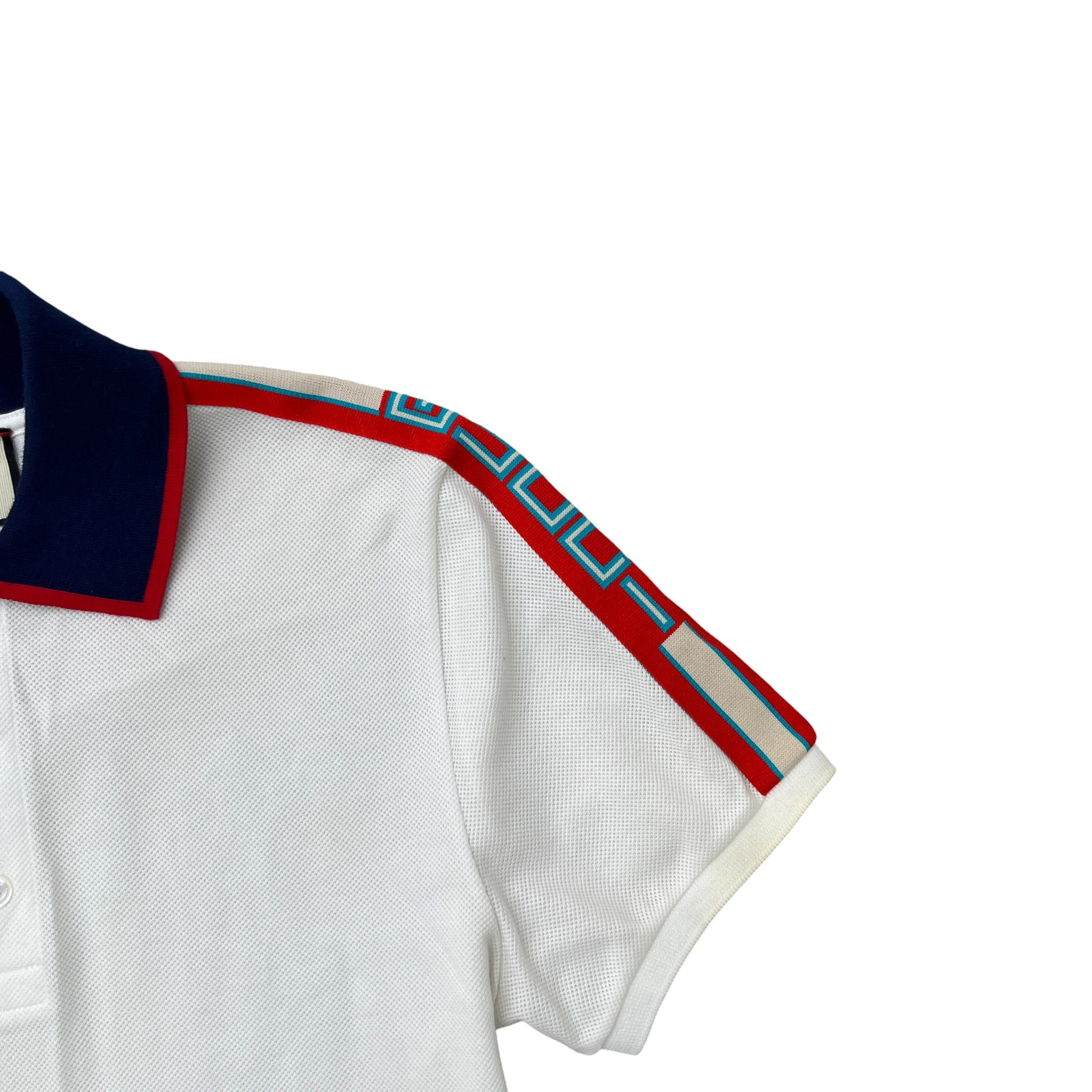 Men's Tape Logo Polo Shirt White Size S