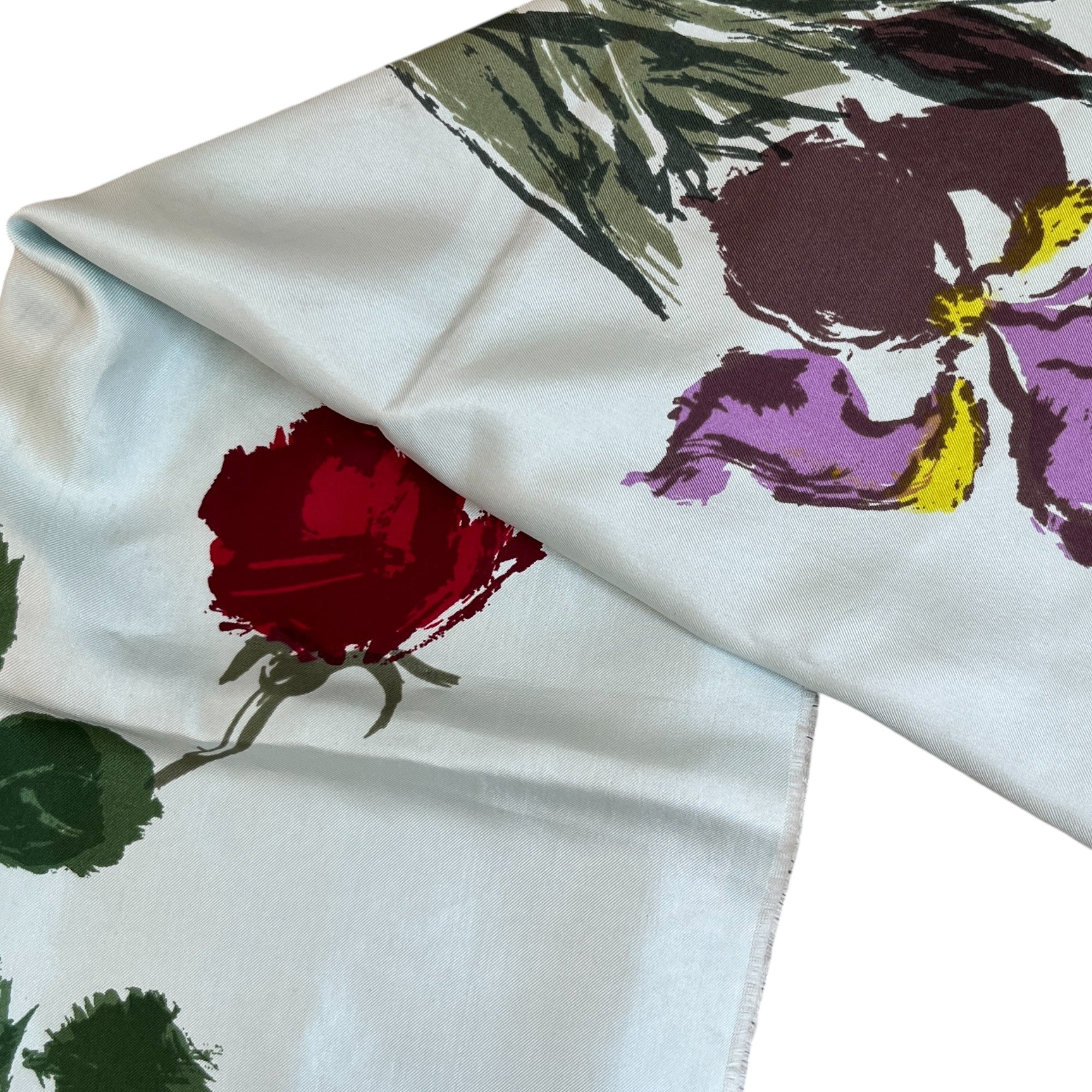 Women's Floral Silk Scarf Blue