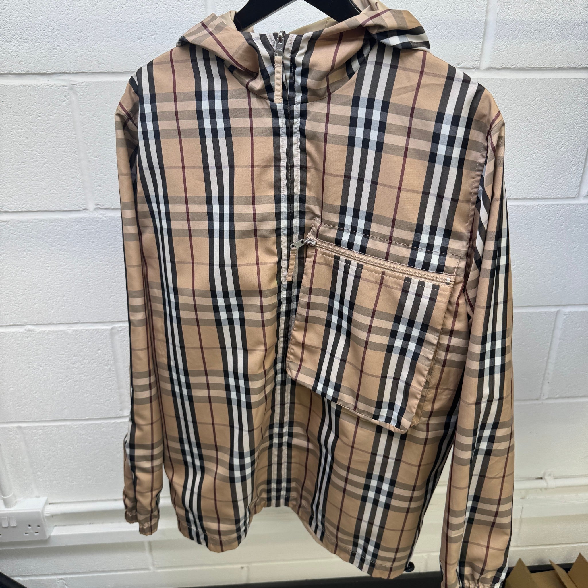 Men's Reversible Nova Check Jacket Beige Size M