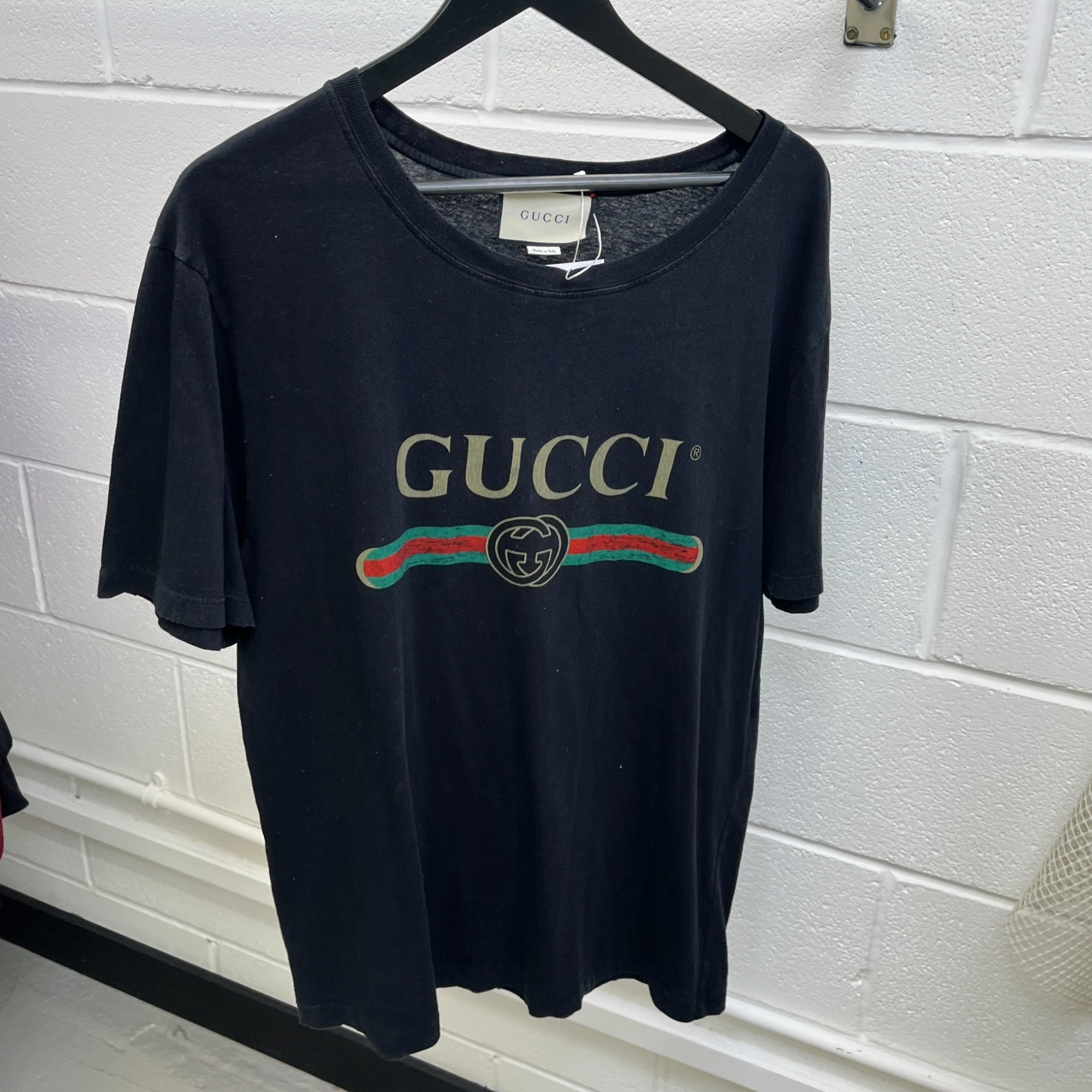 Men's Printed Logo T-Shirt Black Size M