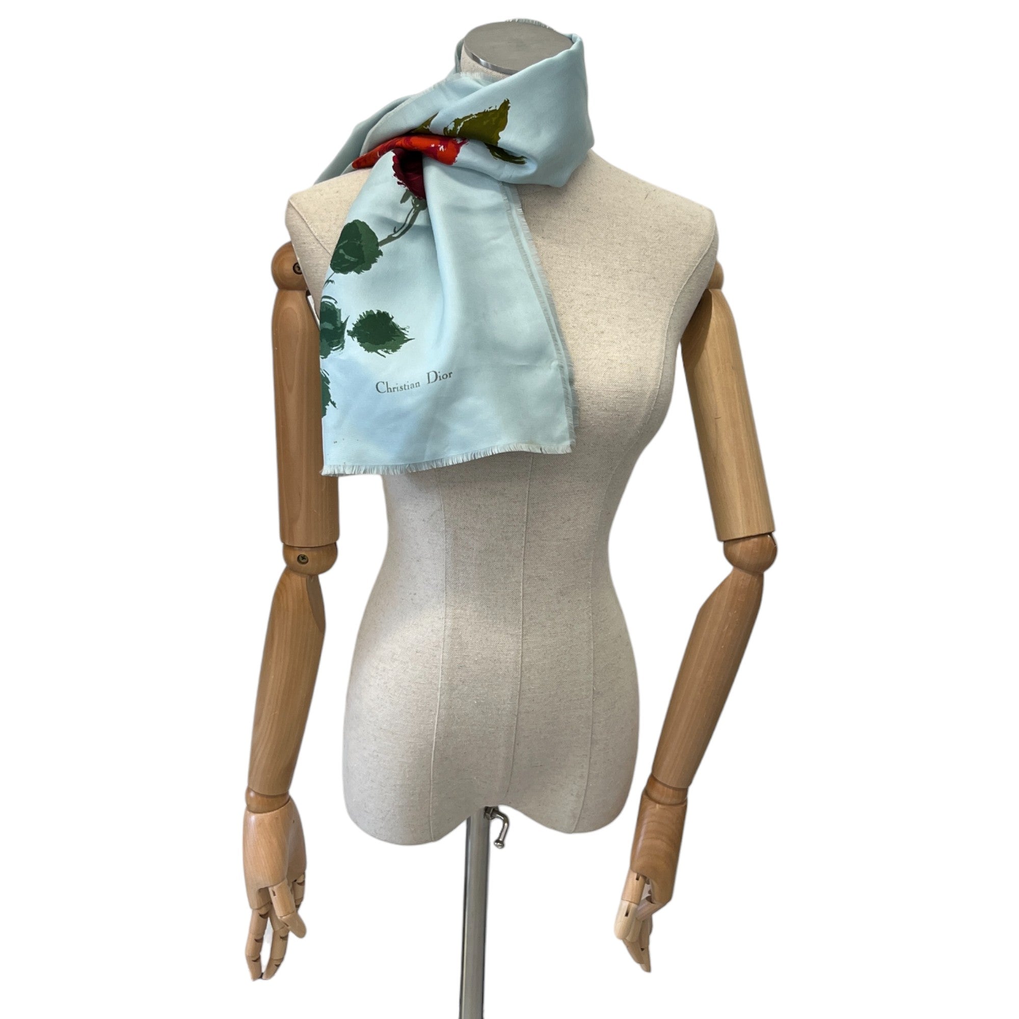 Women's Floral Silk Scarf Blue