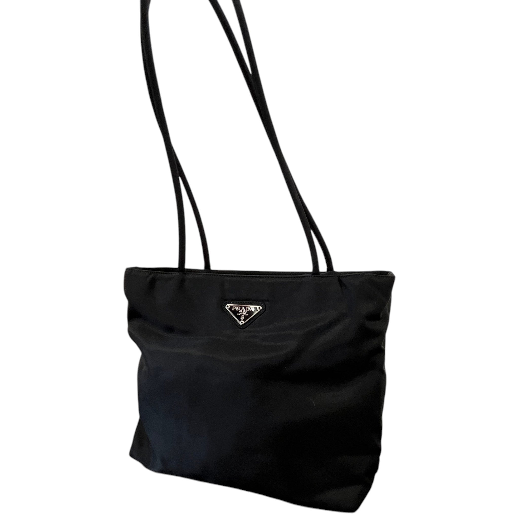 Women's Re-Nylon Plaque Logo Tote Bag Black