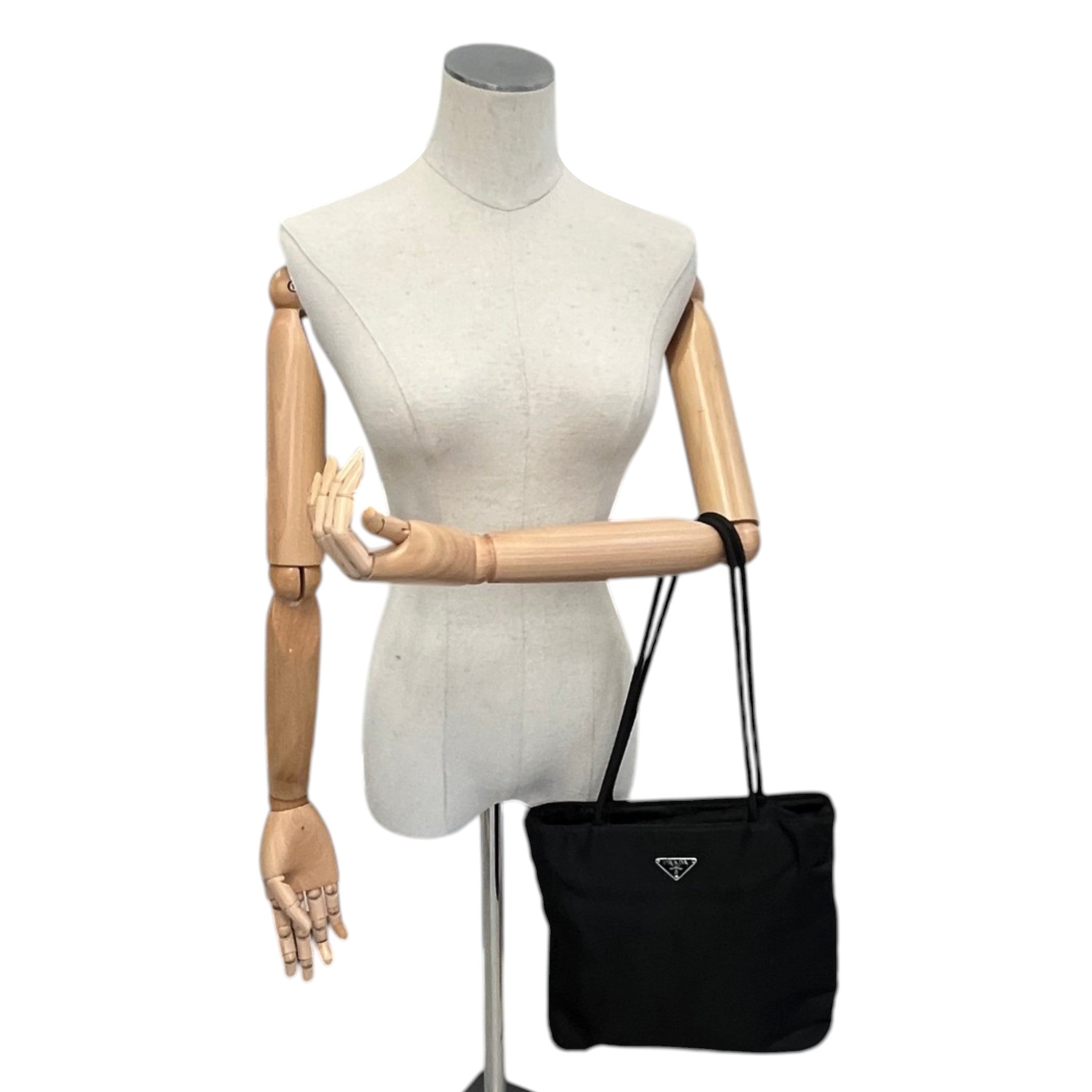Women's Re-Nylon Plaque Logo Tote Bag Black