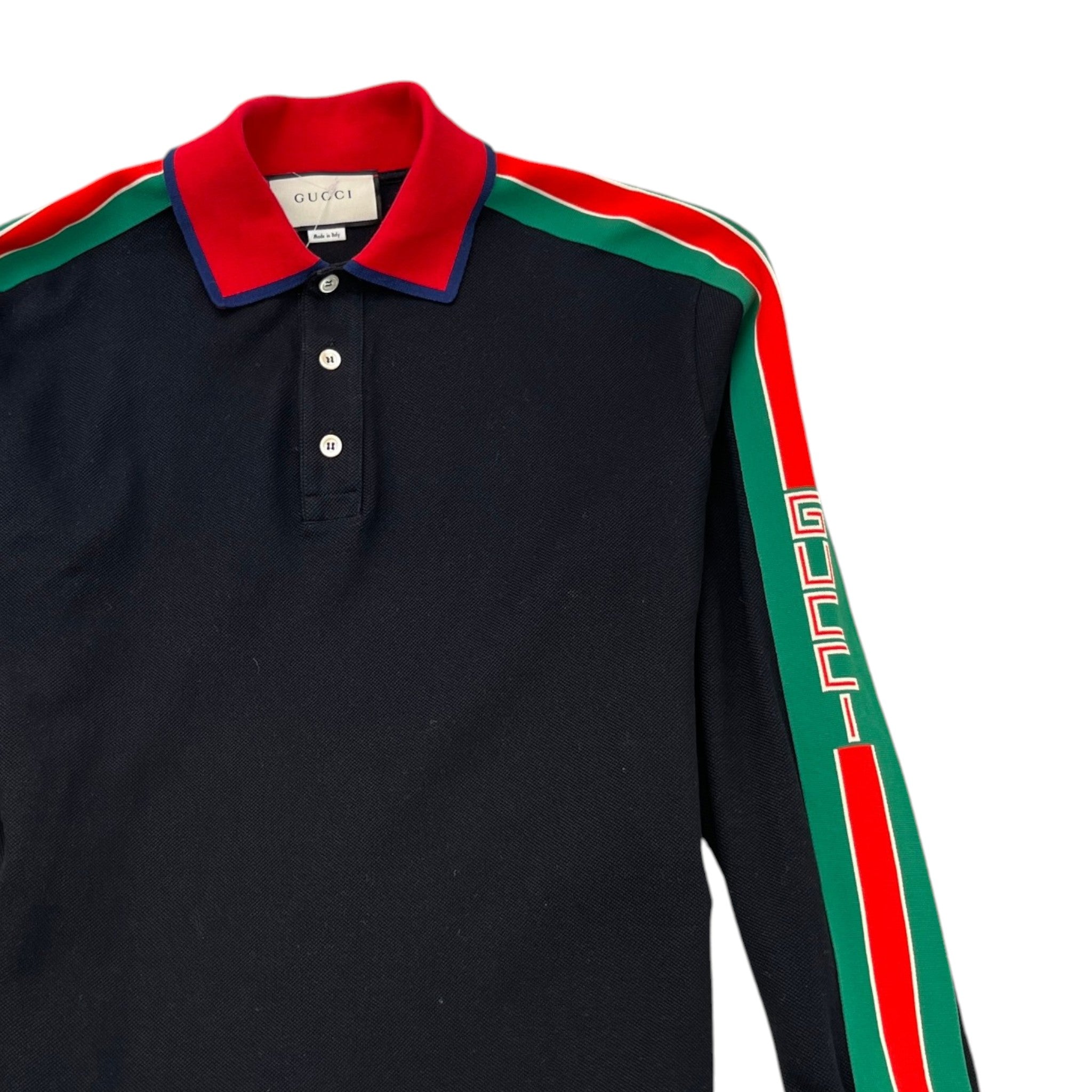 Men's Tape Logo Polo Shirt Black Size M