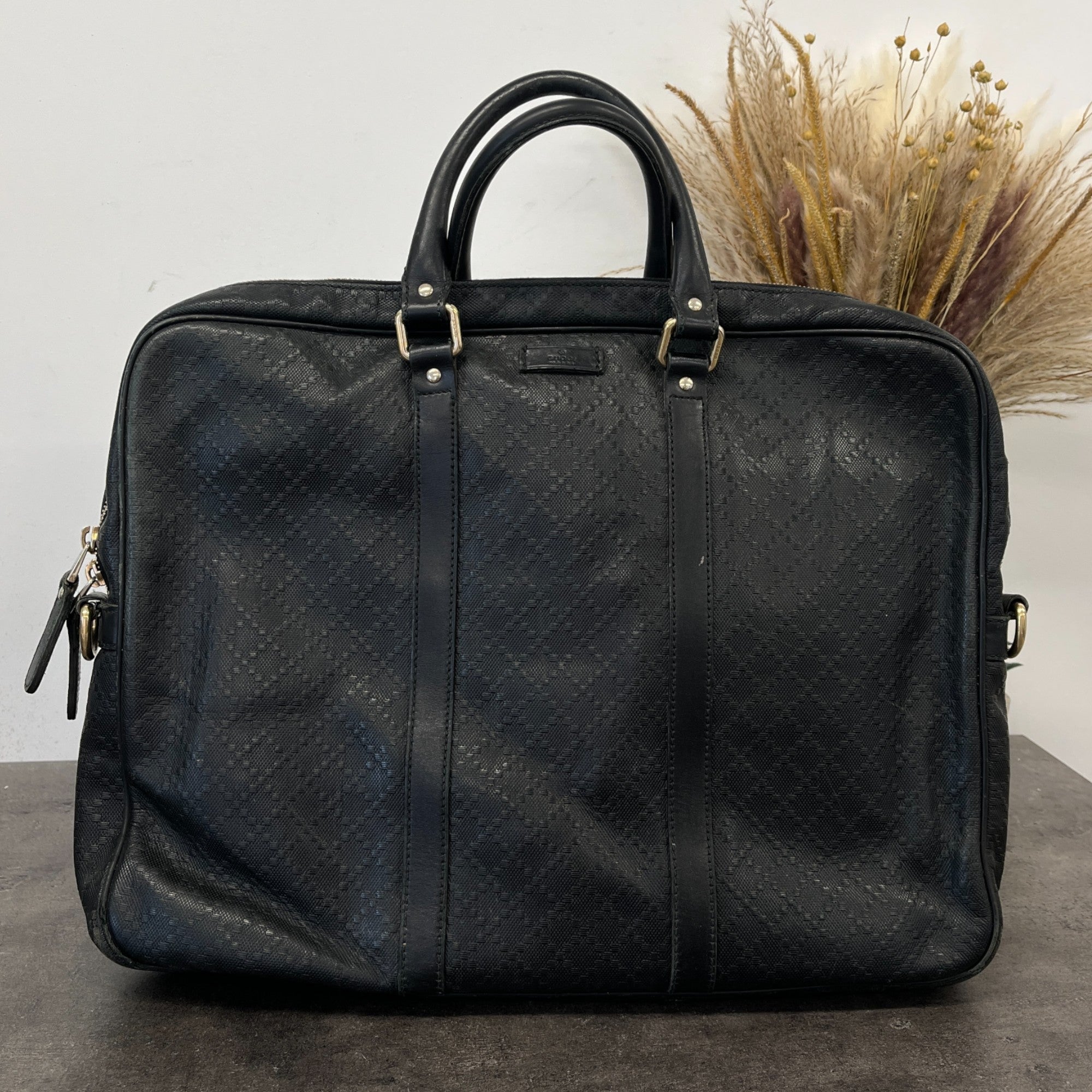 Men's Diamante Plaque Logo Bag Black