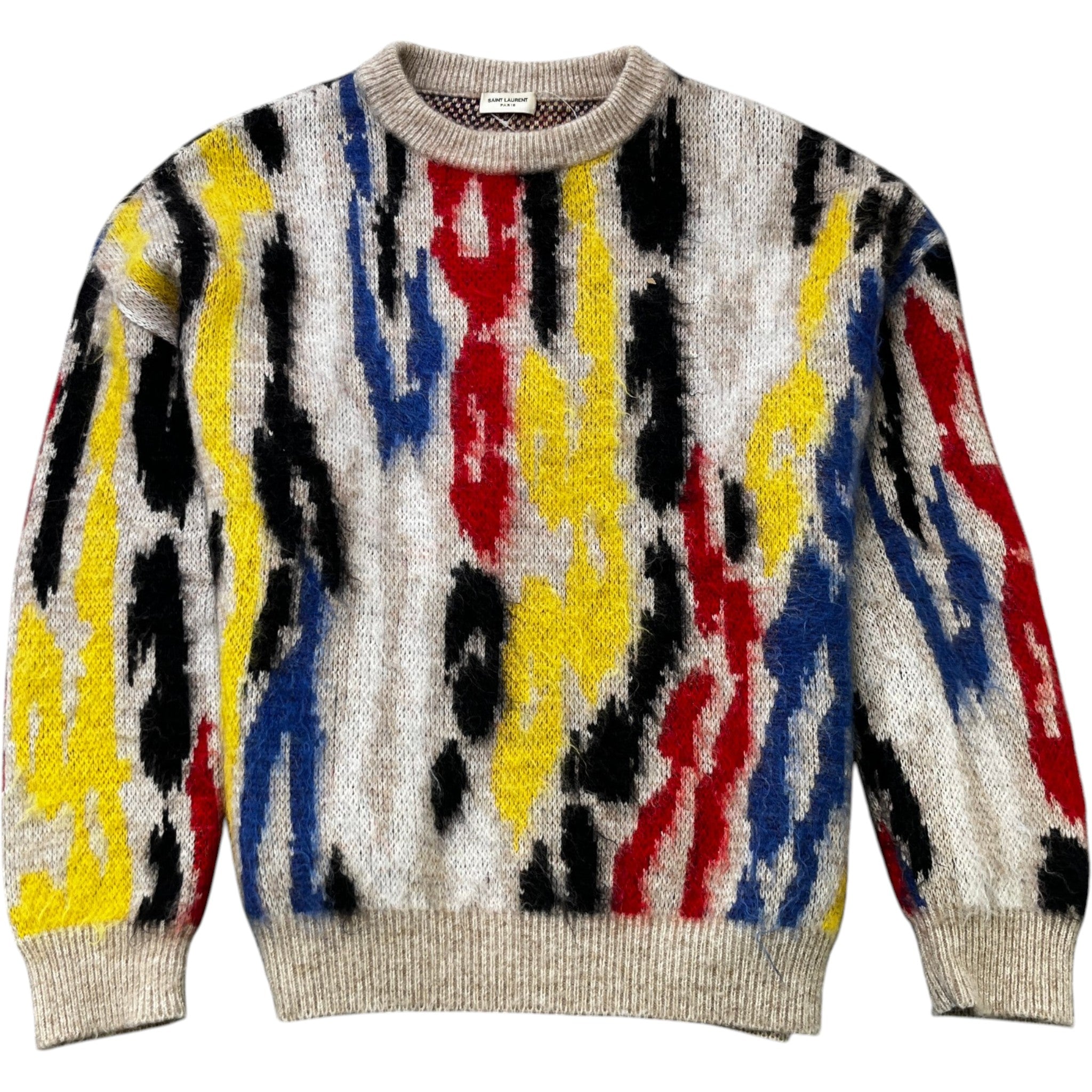 Men's Leopard Jacquard Jumper Multi-Coloured Size M