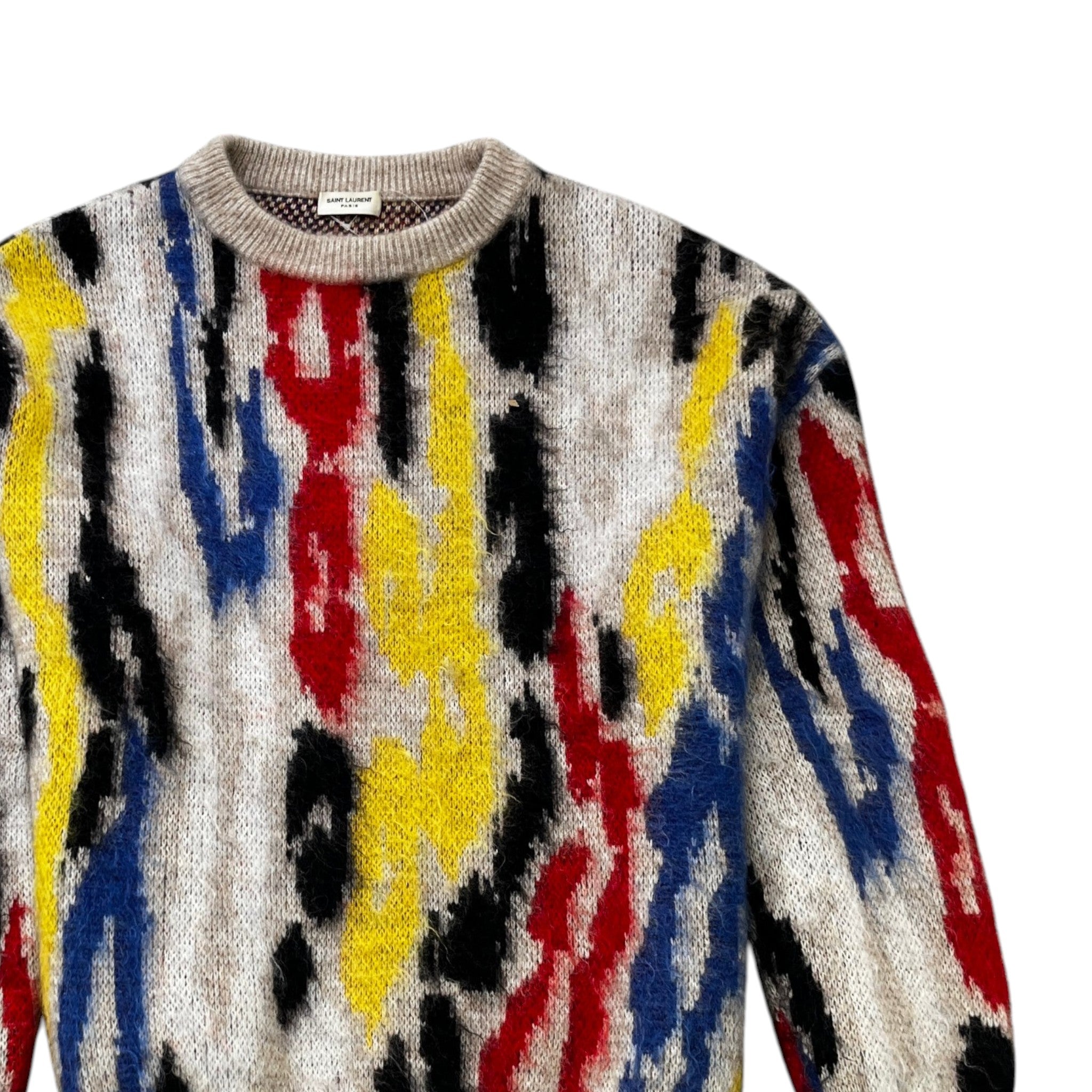 Men's Leopard Jacquard Jumper Multi-Coloured Size M