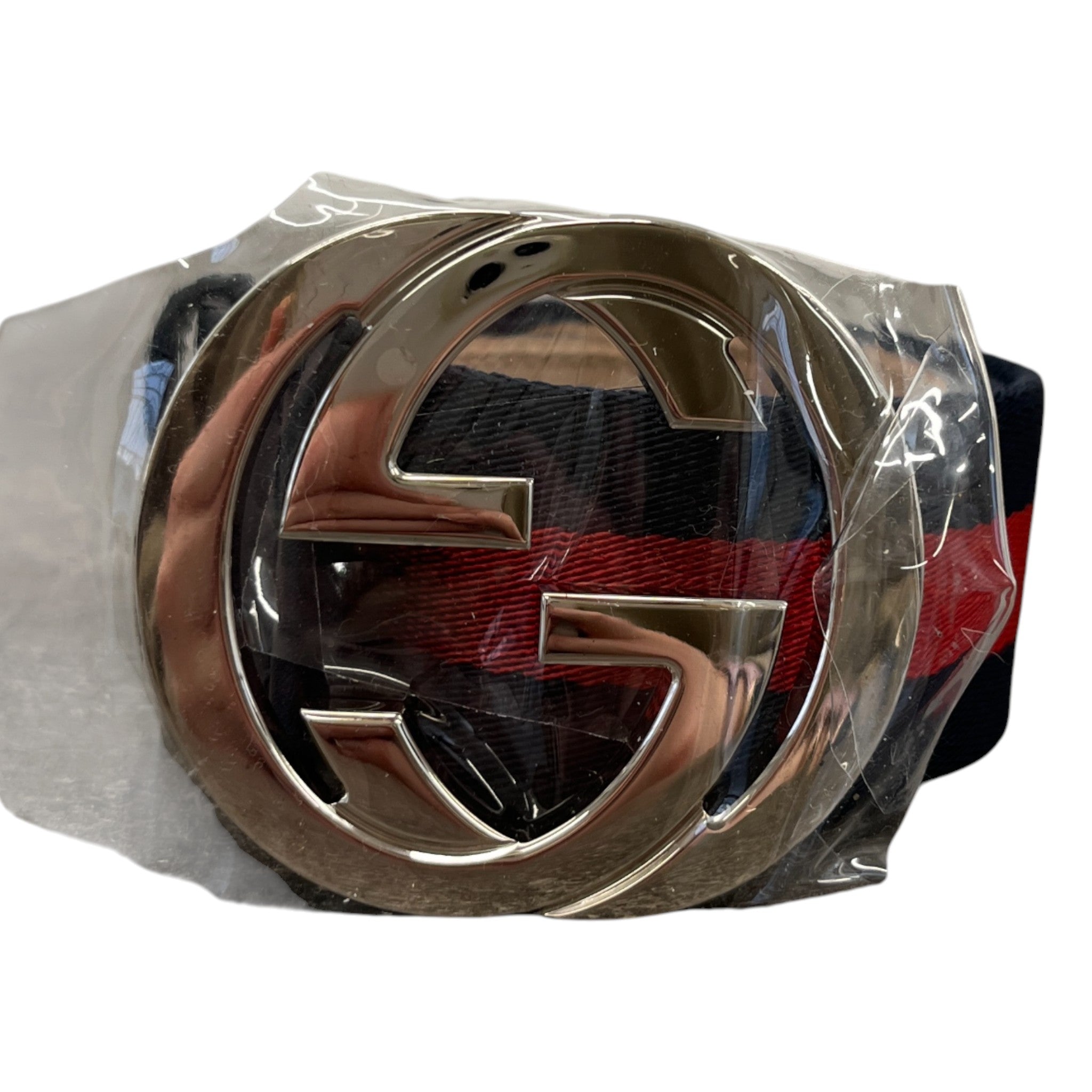 Women's Interlocking G Web Belt Navy Size 75CM / UK 6